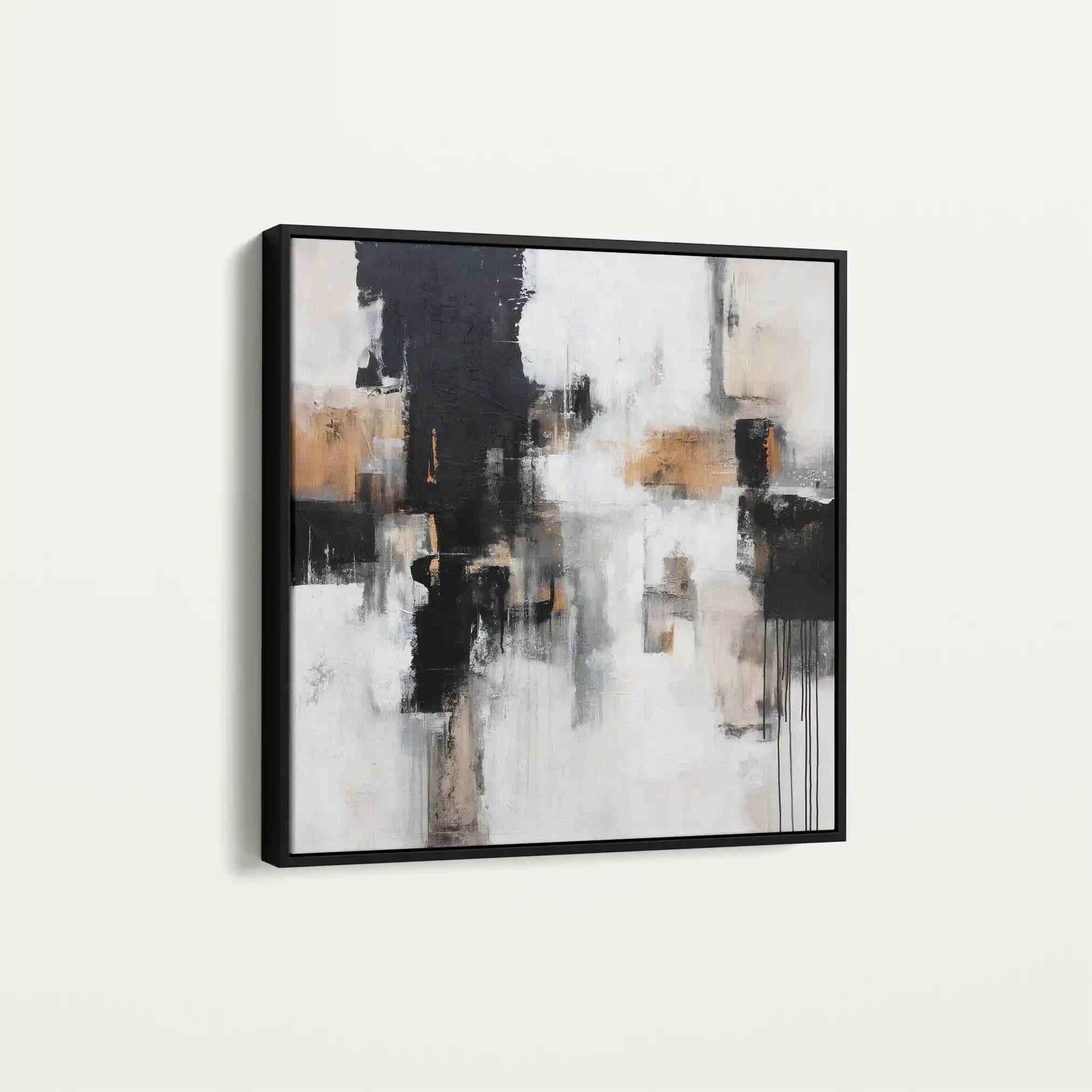 Abstract 887 Canvas Art 16" x 16" / 40 x 40 cm / Black