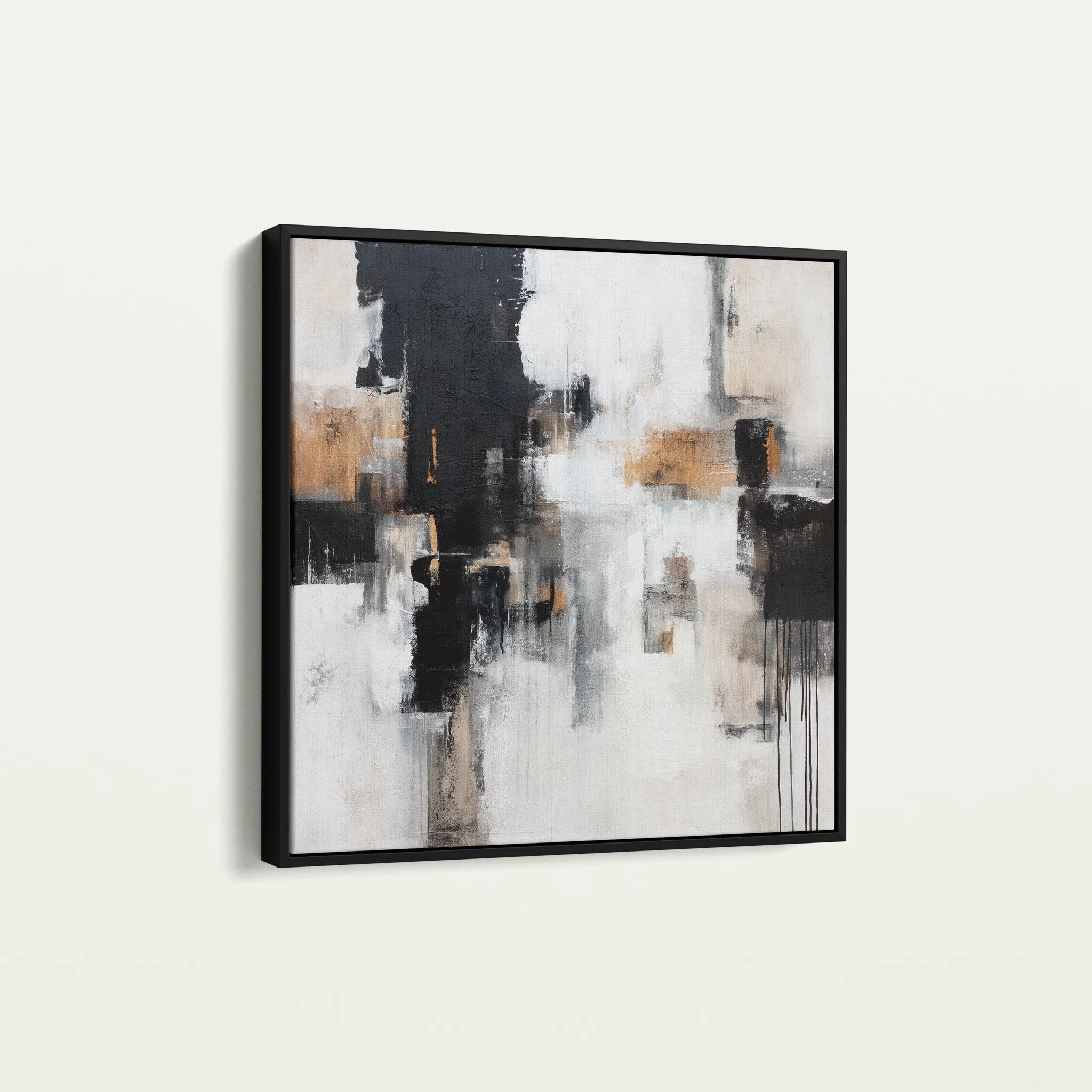 Abstract 887 Canvas Art 16" x 16" / 40 x 40 cm / Black