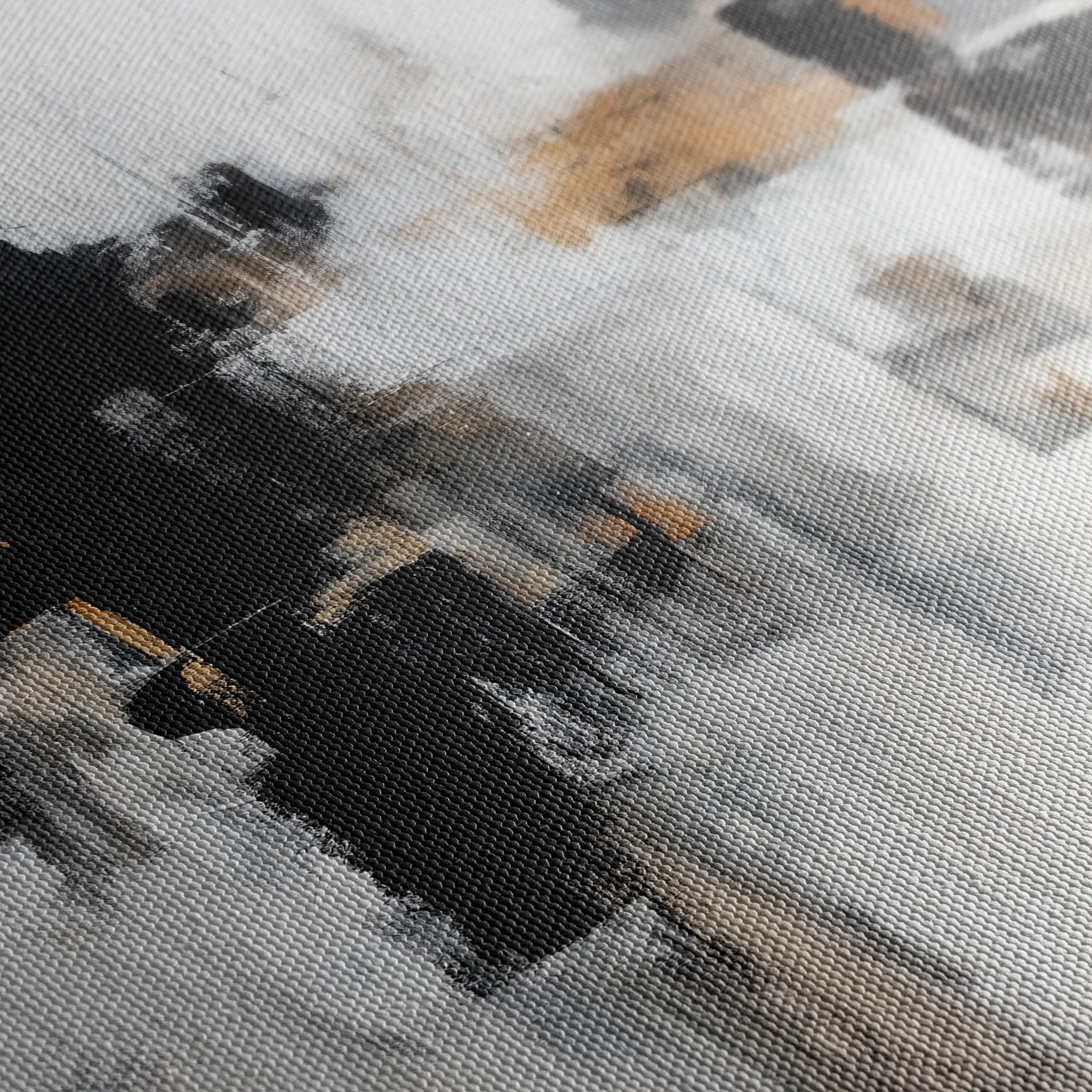 Abstract 887 Canvas Art 16" x 16" / 40 x 40 cm / Black