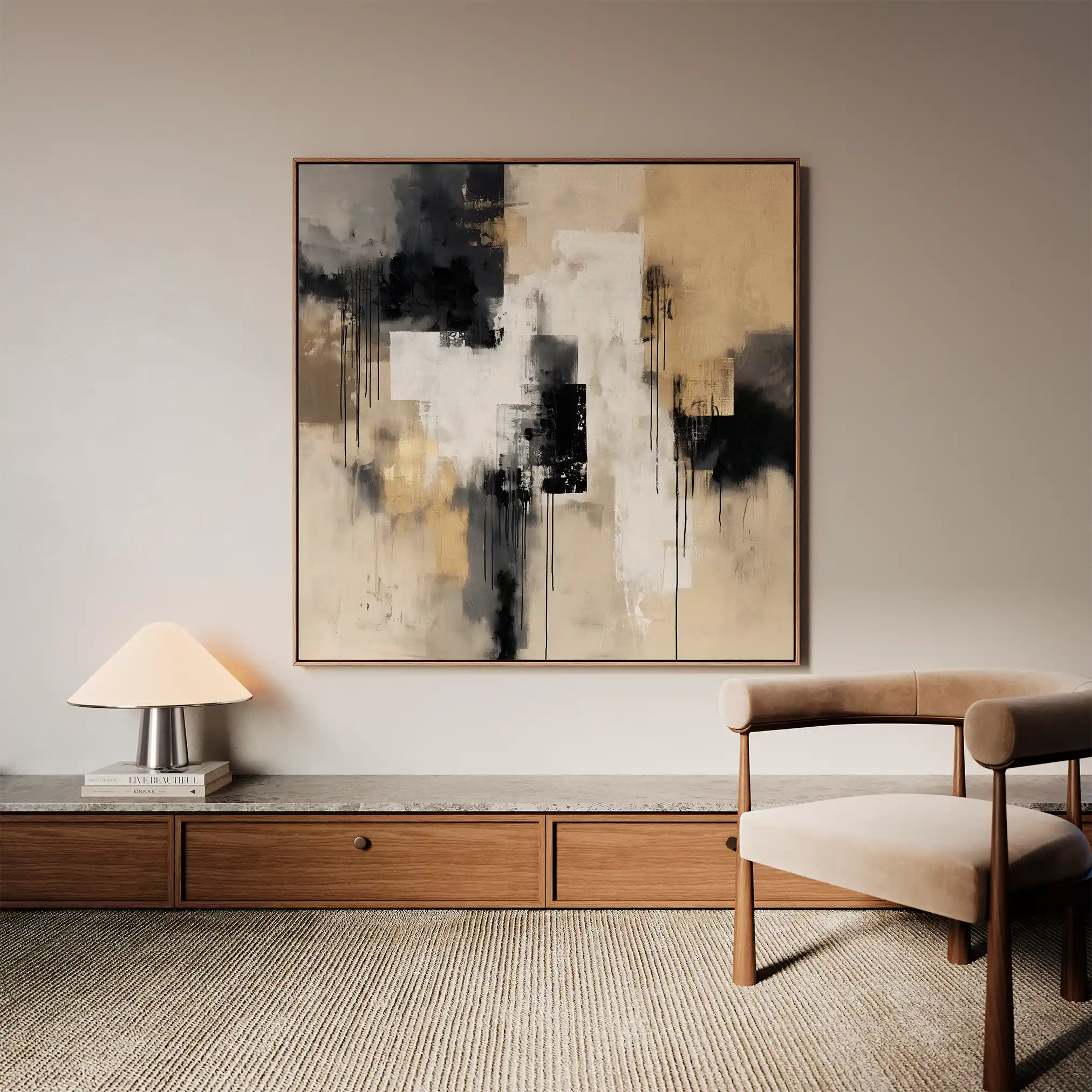 Abstract 888 Canvas Art 16" x 16" / 40 x 40 cm / Black