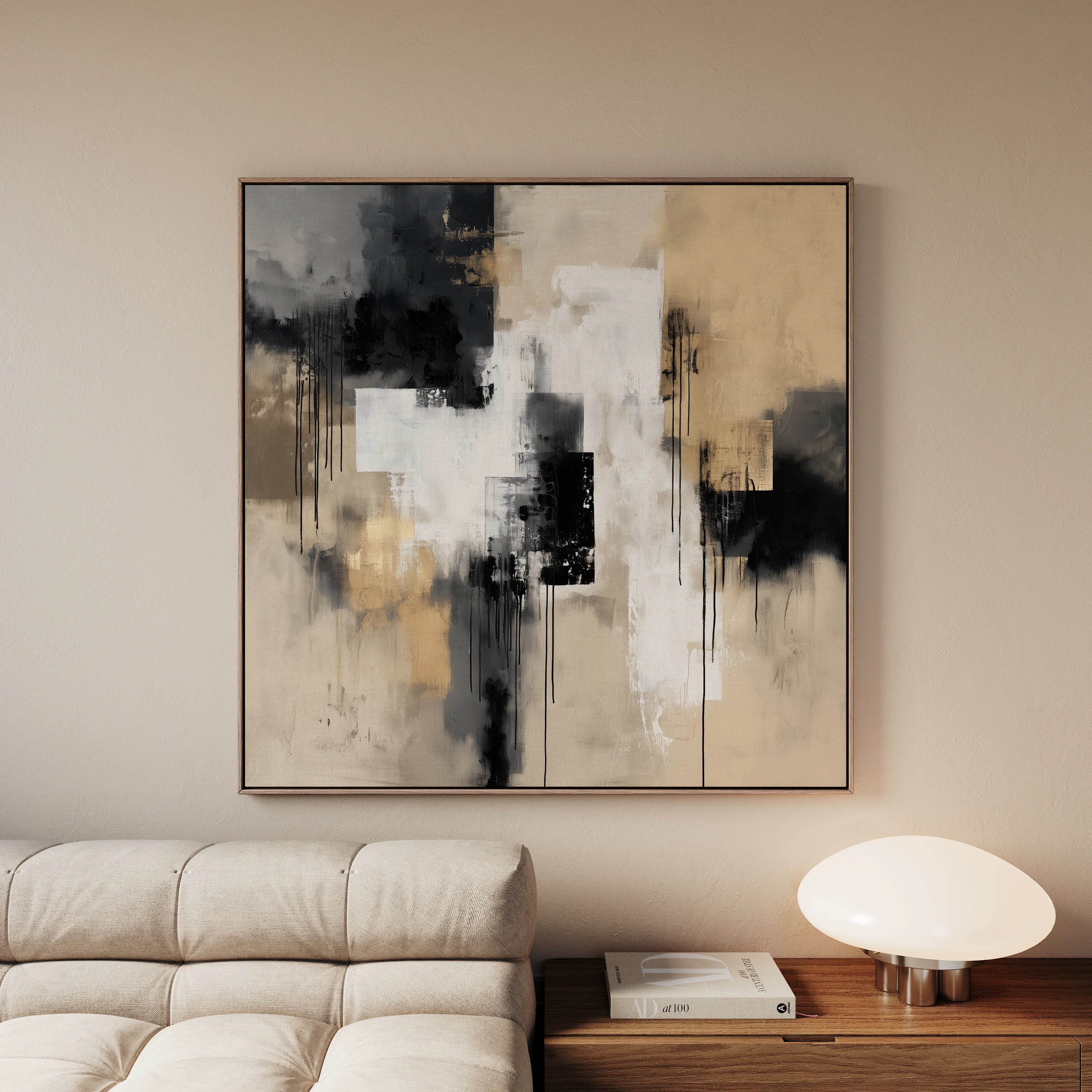 Abstract 888 Canvas Art 16" x 16" / 40 x 40 cm / Black