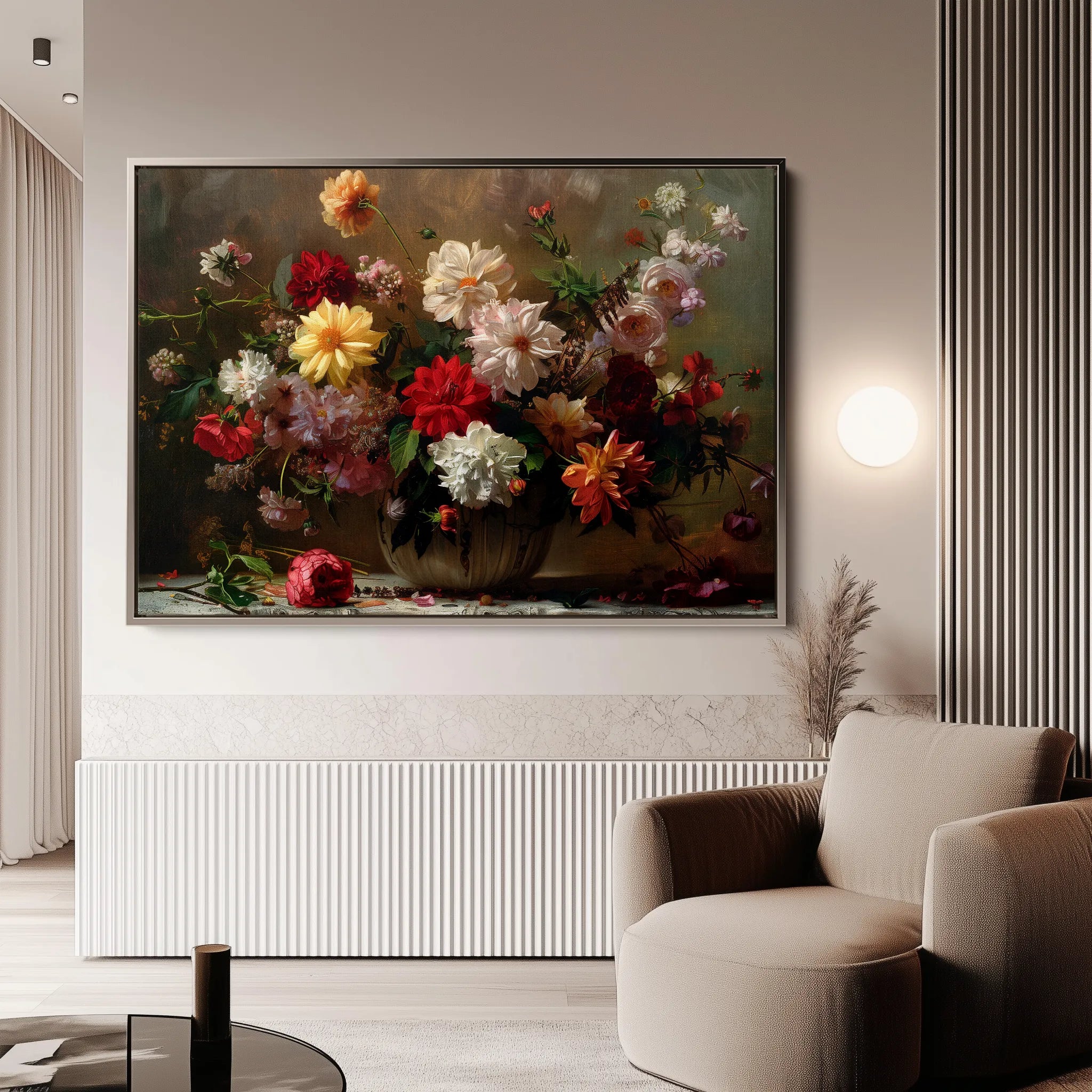 Floral 888 Canvas Art 18" x 24" / 45 x 60 cm / Black