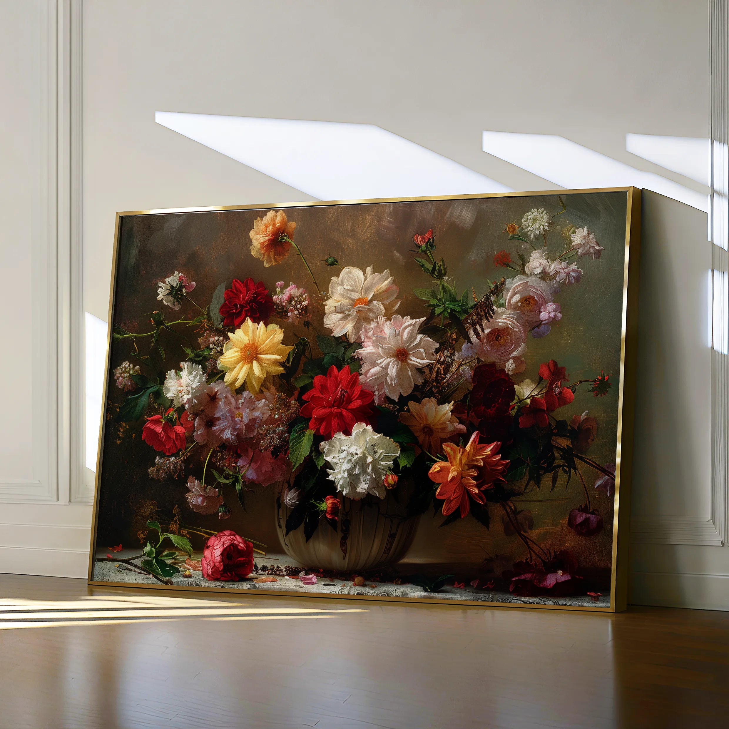 Floral 888 Canvas Art 18" x 24" / 45 x 60 cm / Black