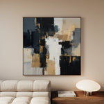 Abstract 890 Canvas Art 16" x 16" / 40 x 40 cm / Black