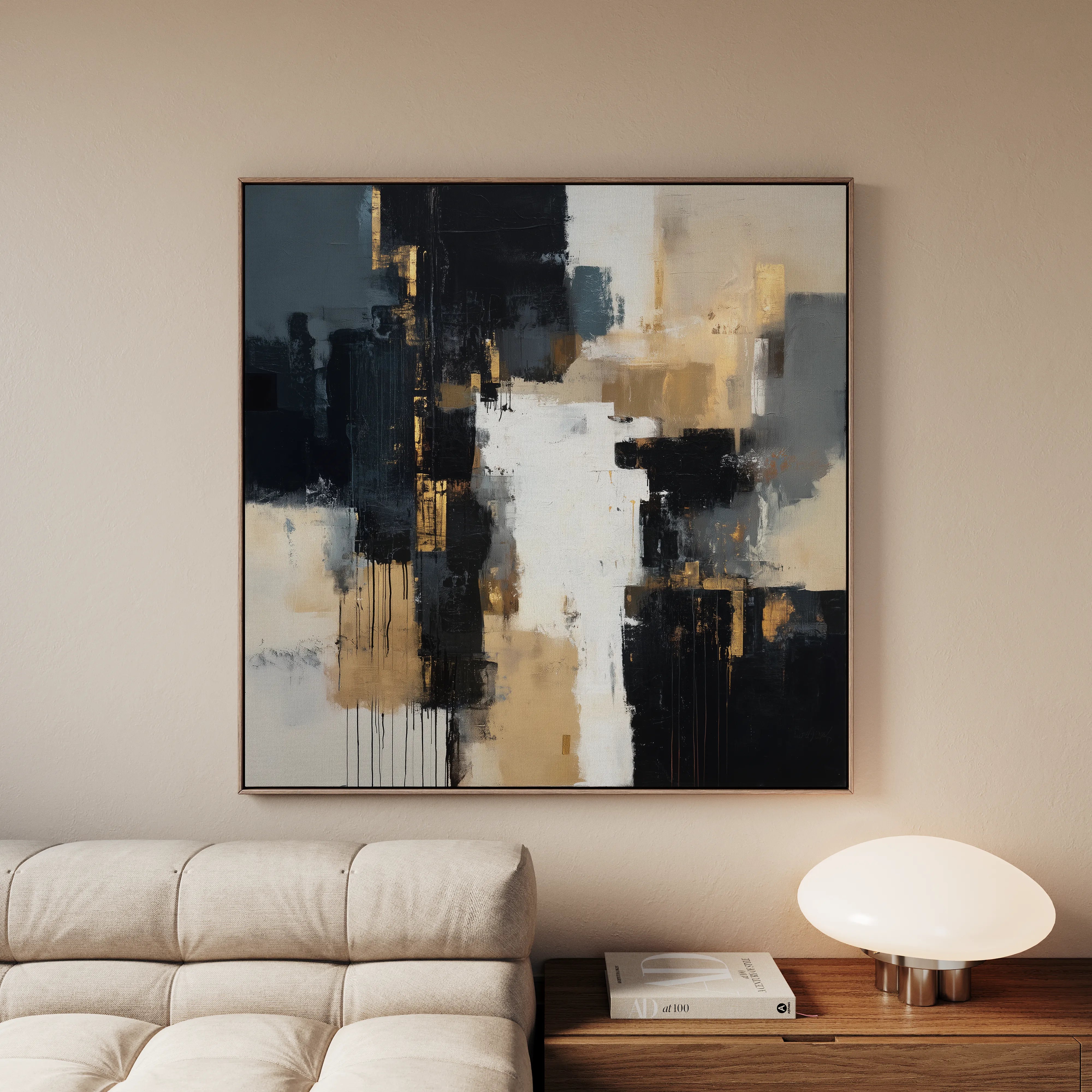 Abstract 890 Canvas Art 16" x 16" / 40 x 40 cm / Black