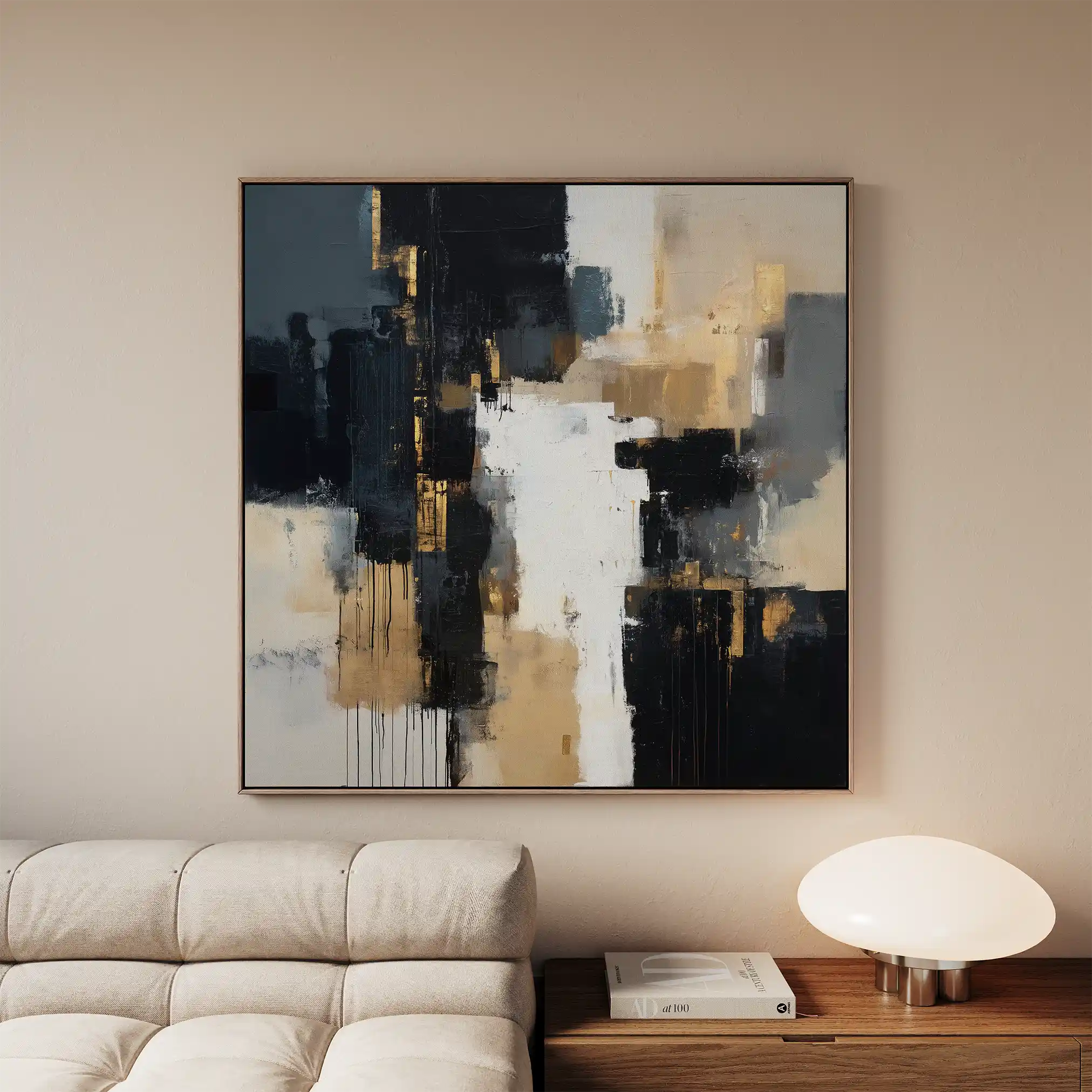 Abstract 890 Canvas Art 16" x 16" / 40 x 40 cm / Black