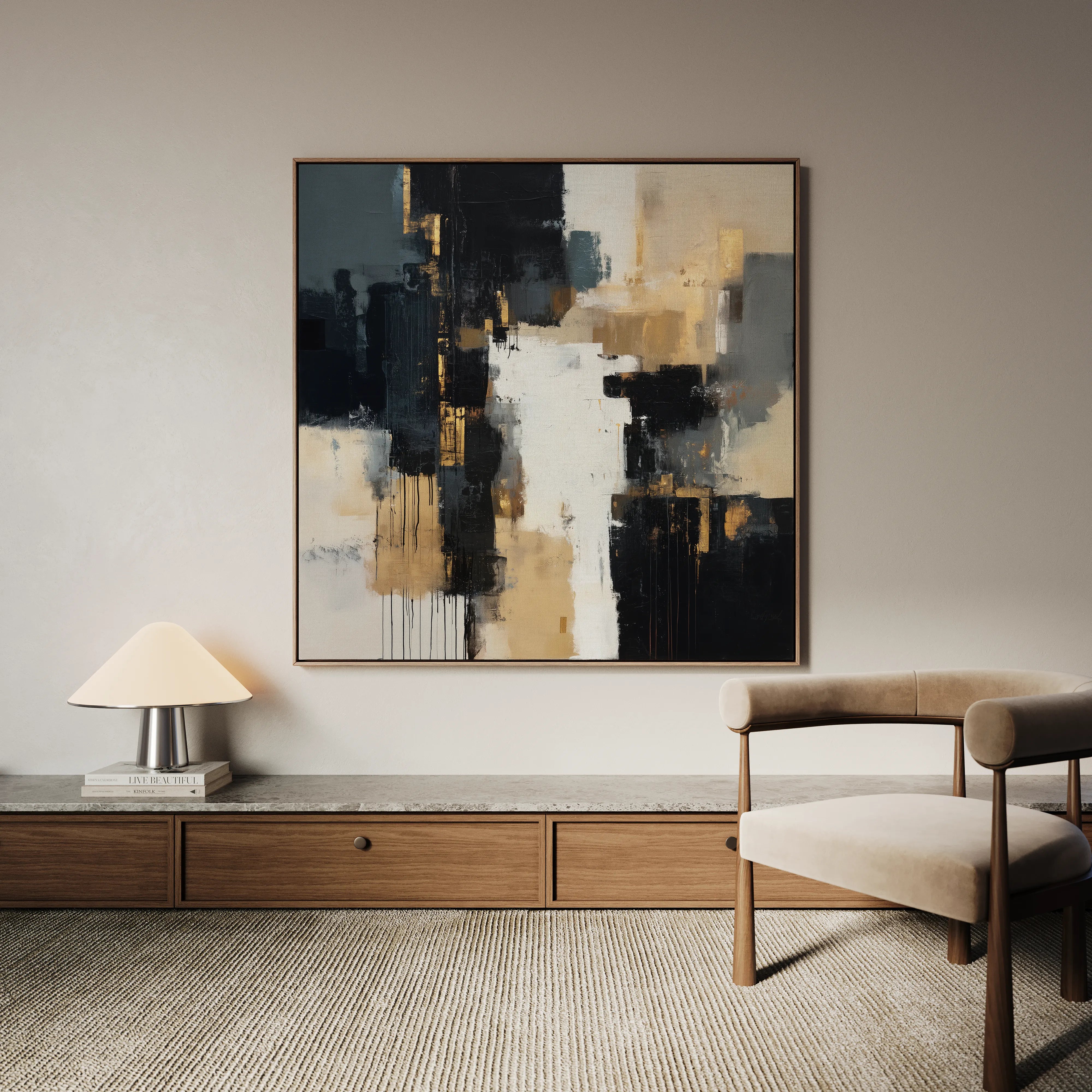 Abstract 890 Canvas Art 16" x 16" / 40 x 40 cm / Black