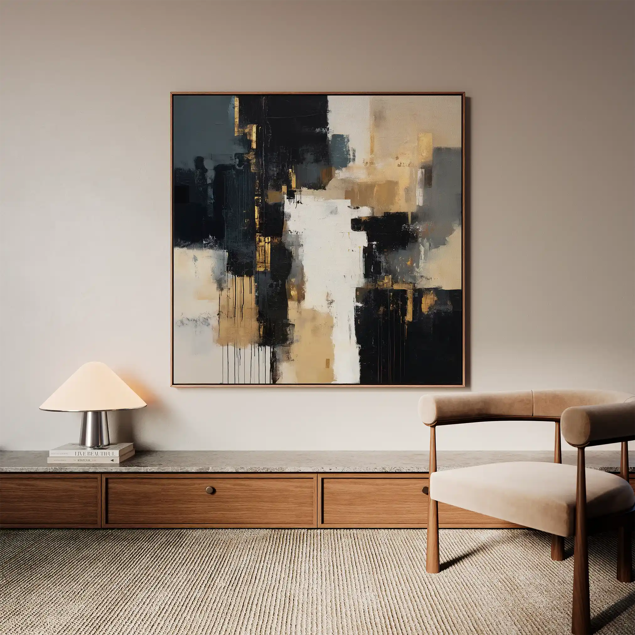 Abstract 890 Canvas Art 16" x 16" / 40 x 40 cm / Black