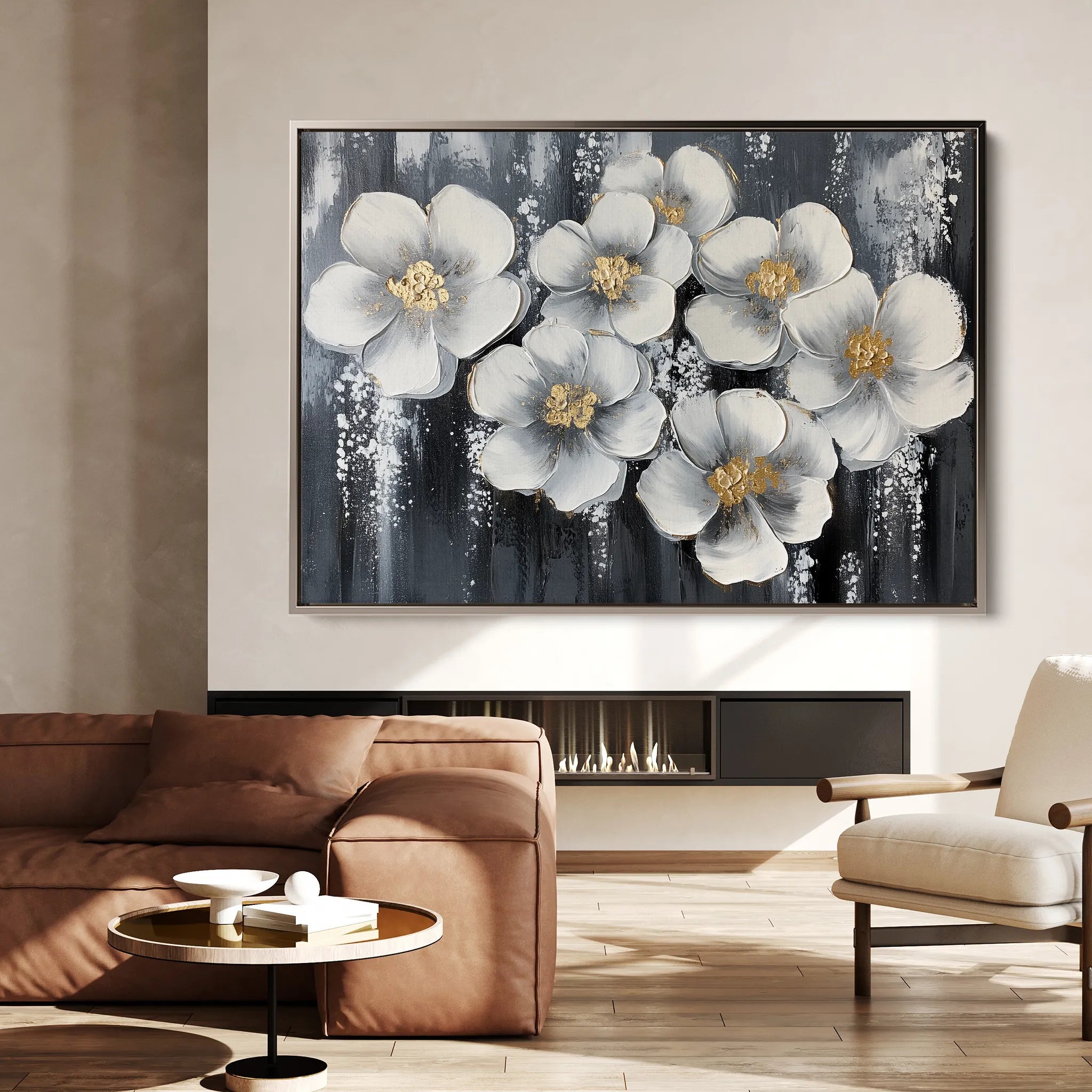 Floral 890 Canvas Art 18" x 24" / 45 x 60 cm / Black