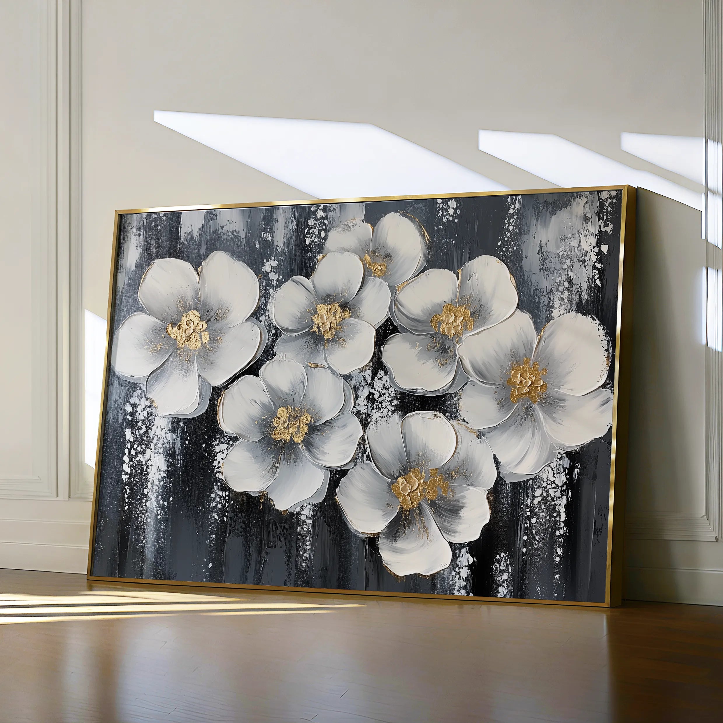 Floral 890 Canvas Art 18" x 24" / 45 x 60 cm / Black