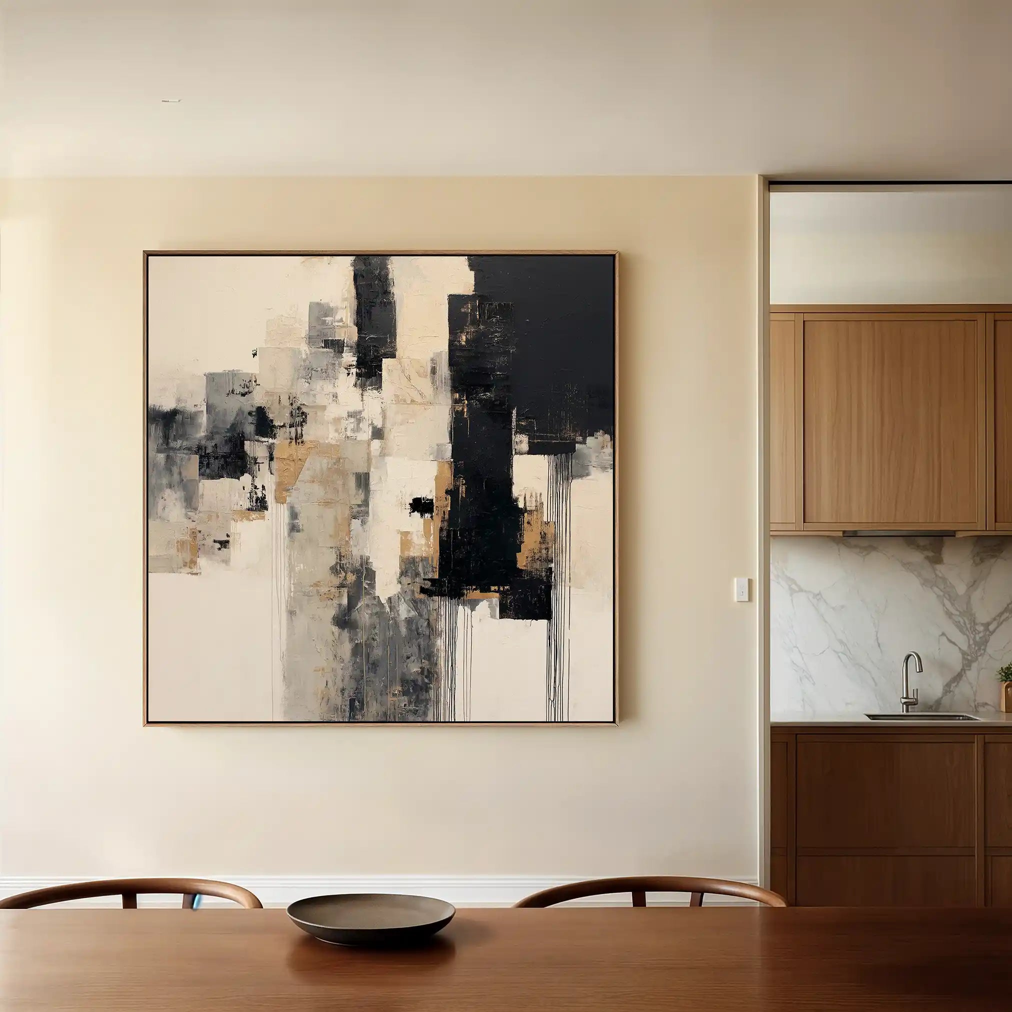 Abstract 891 Canvas Art 16" x 16" / 40 x 40 cm / Black