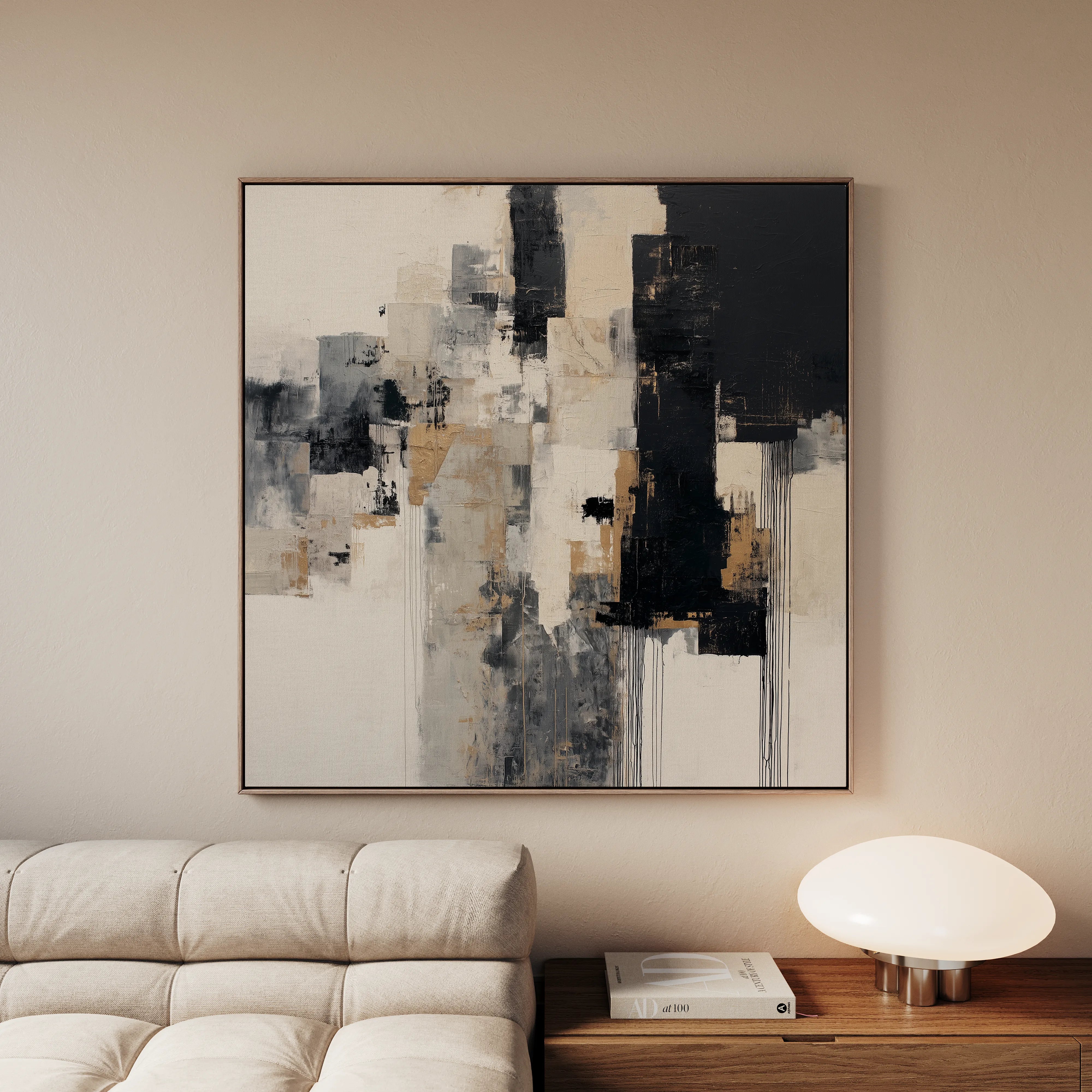 Abstract 891 Canvas Art 16" x 16" / 40 x 40 cm / Black