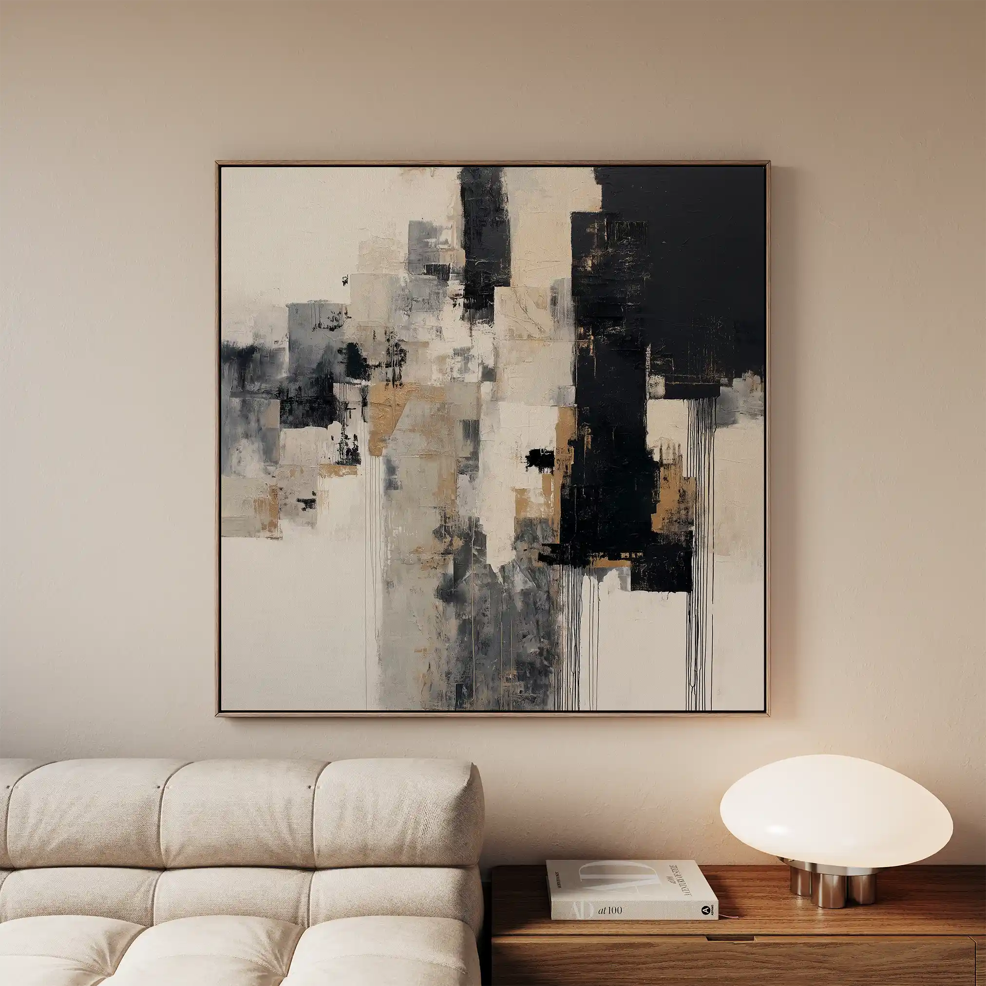 Abstract 891 Canvas Art 16" x 16" / 40 x 40 cm / Black