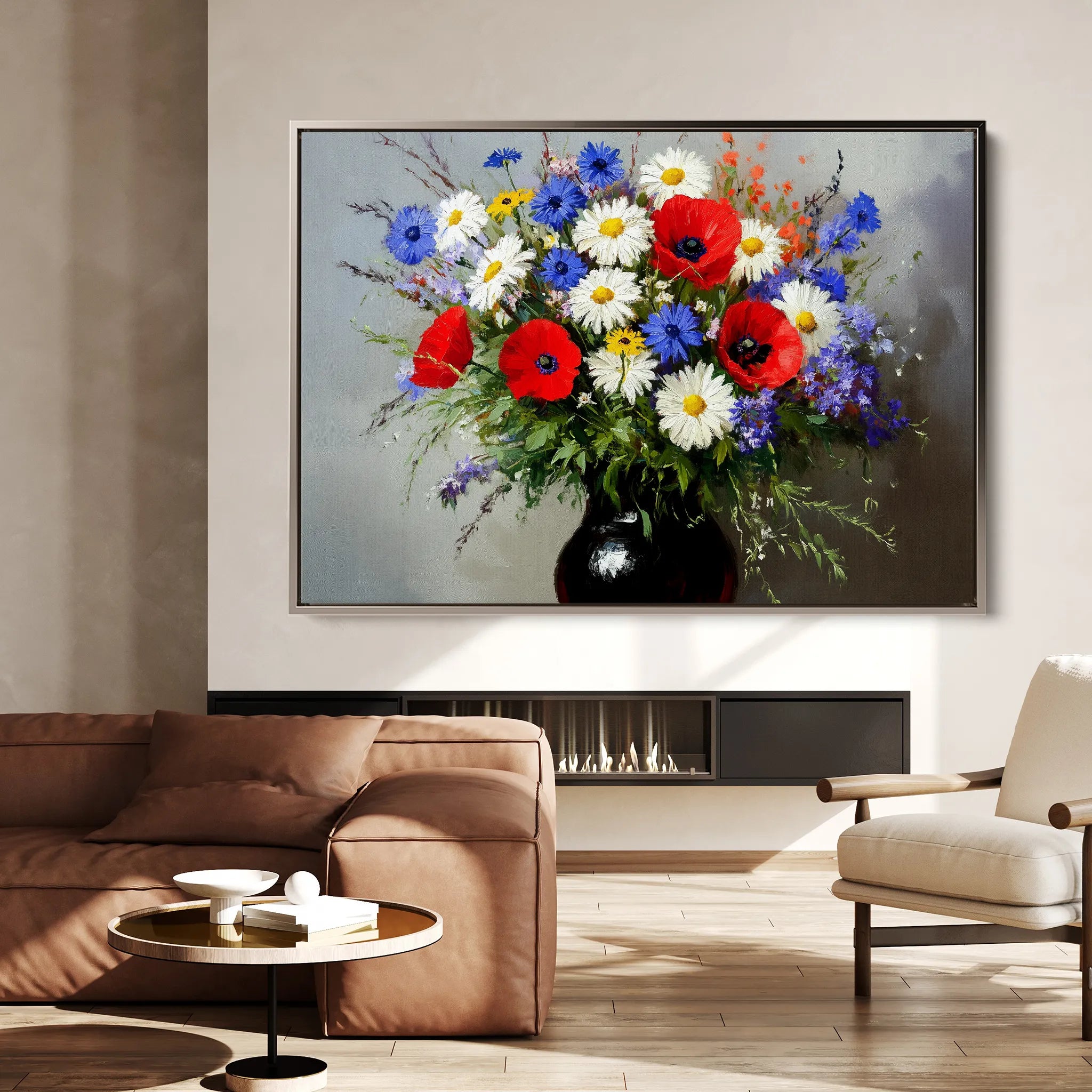 Floral 893 Canvas Art 18" x 24" / 45 x 60 cm / Black