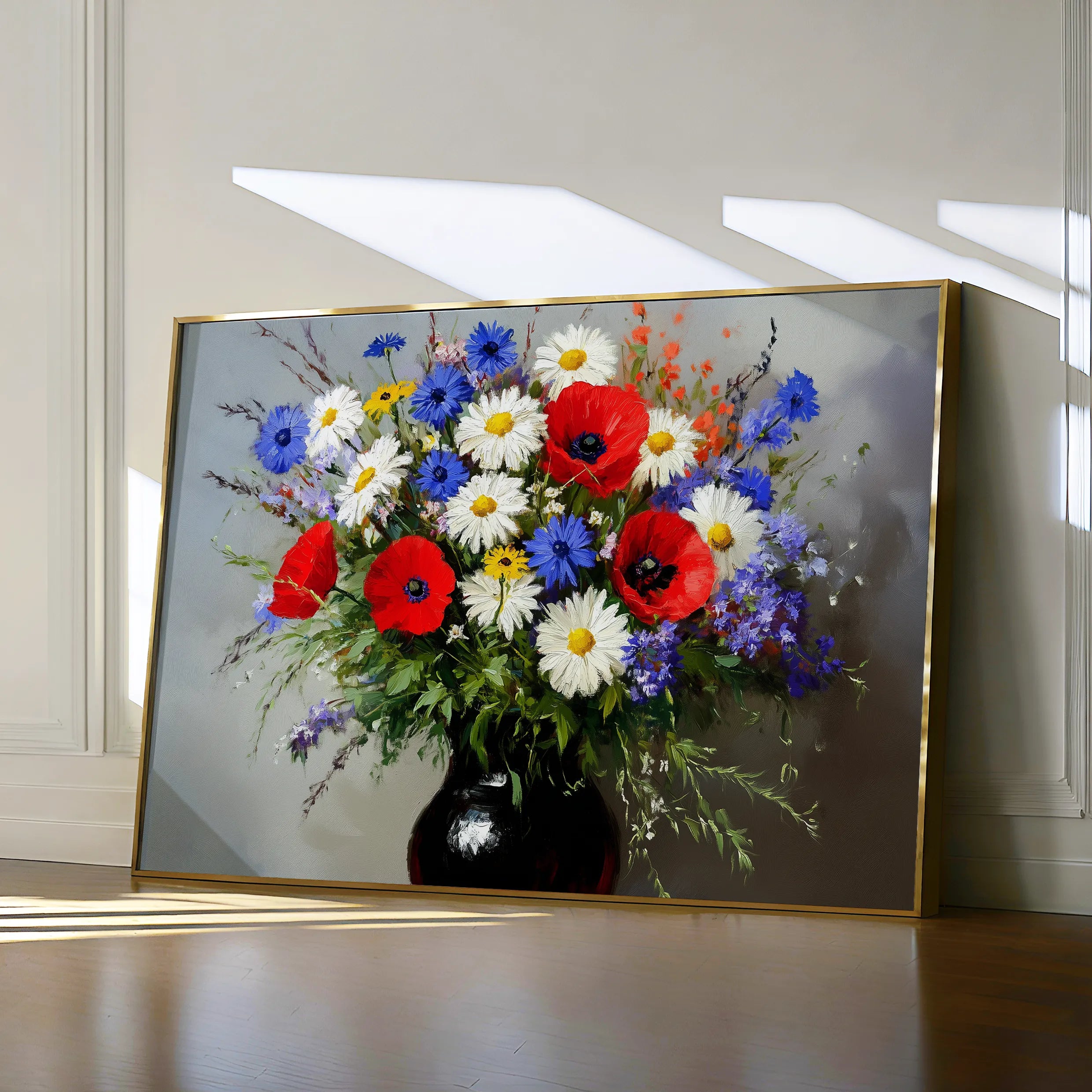 Floral 893 Canvas Art 18" x 24" / 45 x 60 cm / Black