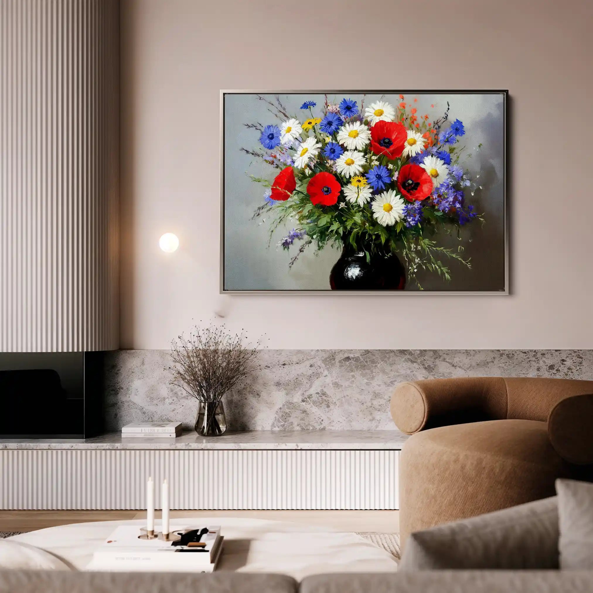 Floral 893 Canvas Art 60 x 40 cm / Black