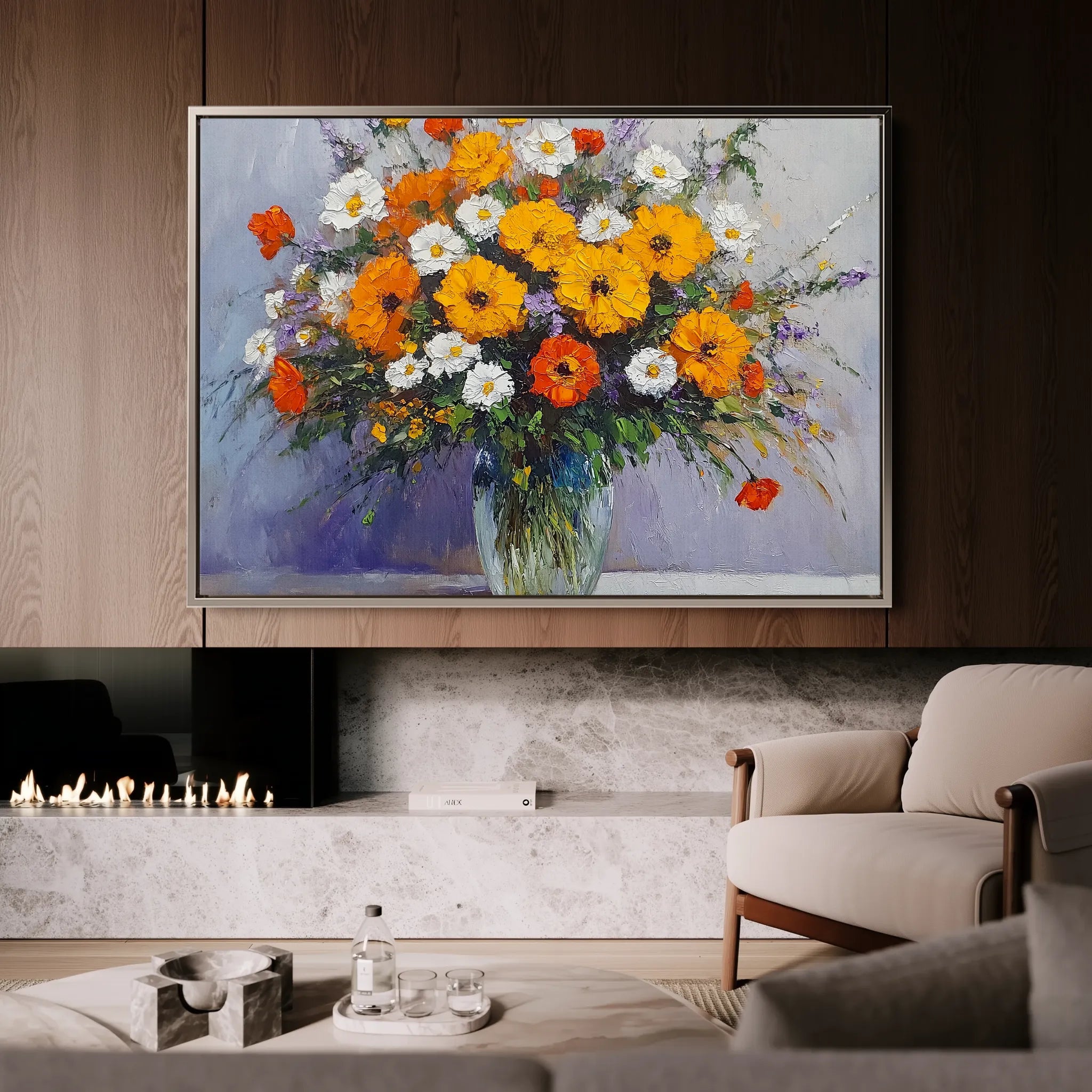 Floral 895 Canvas Art 18" x 24" / 45 x 60 cm / Black