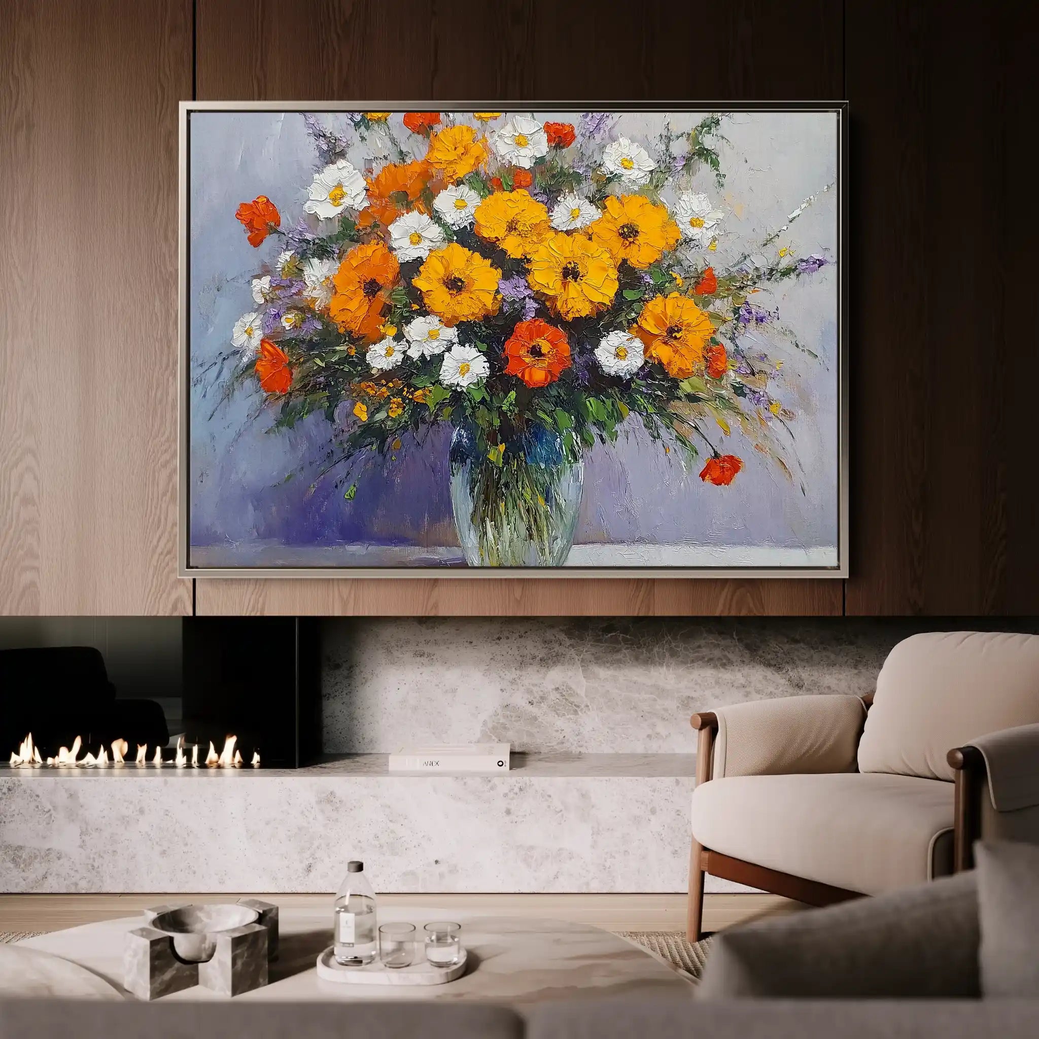 Floral 895 Canvas Art 60 x 40 cm / Black