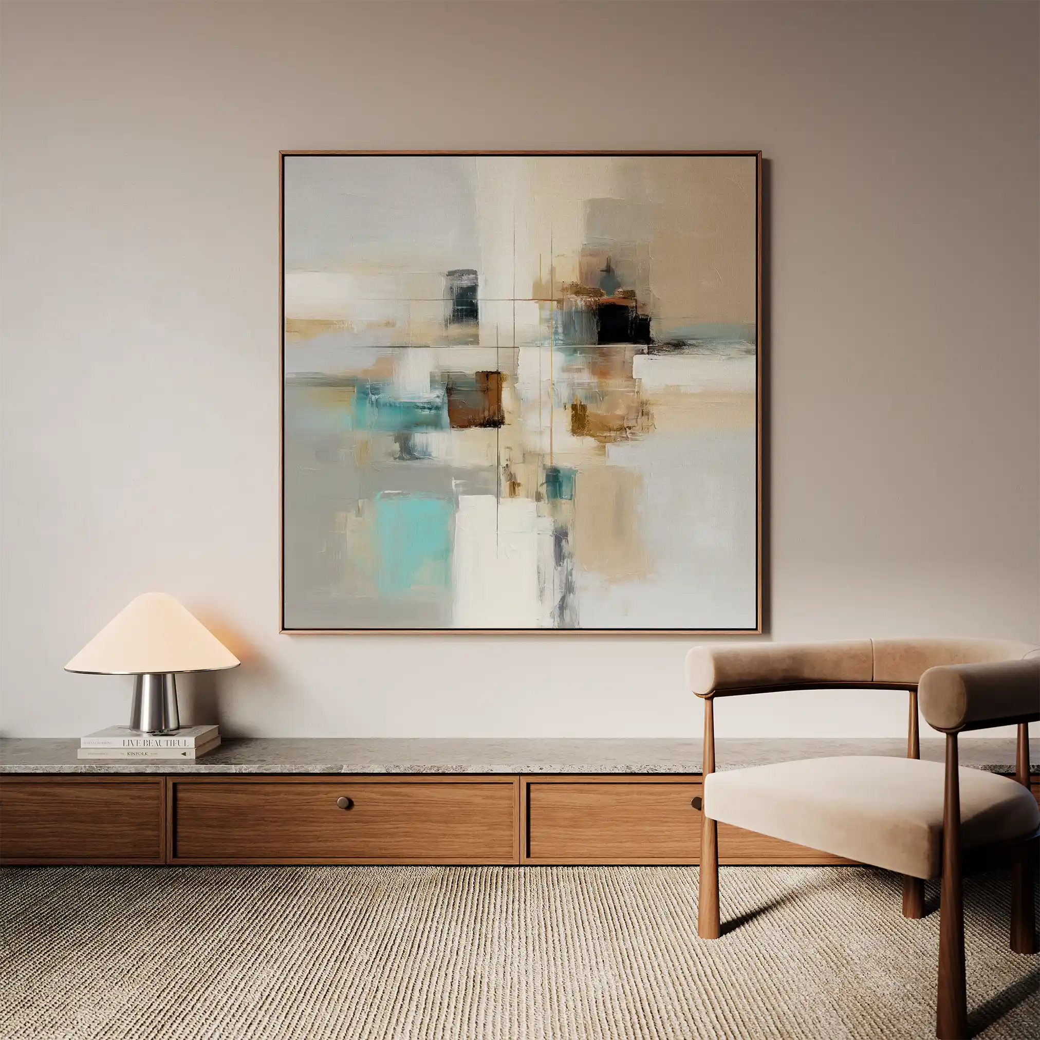 Abstract 897 Canvas Art 16" x 16" / 40 x 40 cm / Black