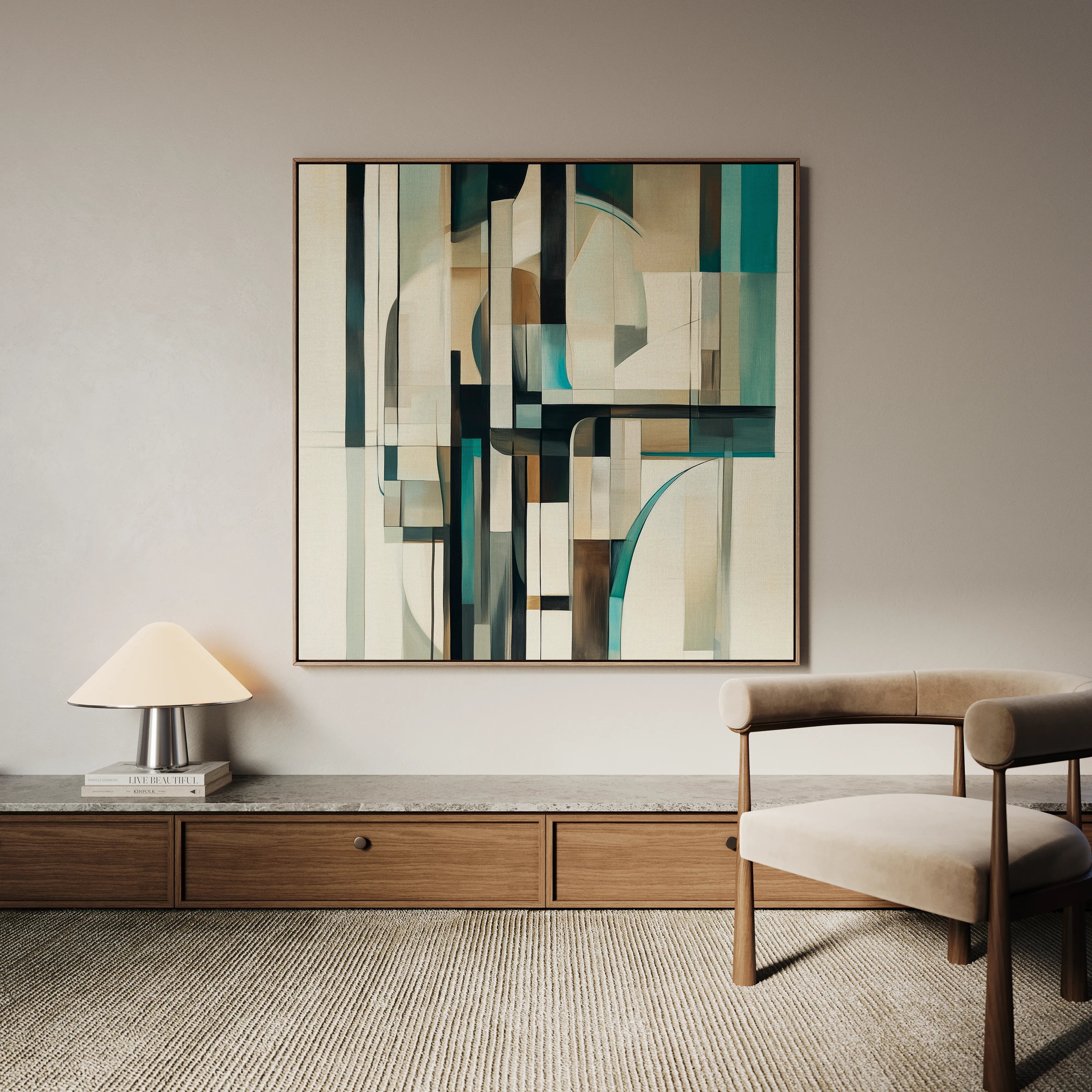 Abstract 899 Canvas Art 16" x 16" / 40 x 40 cm / Black