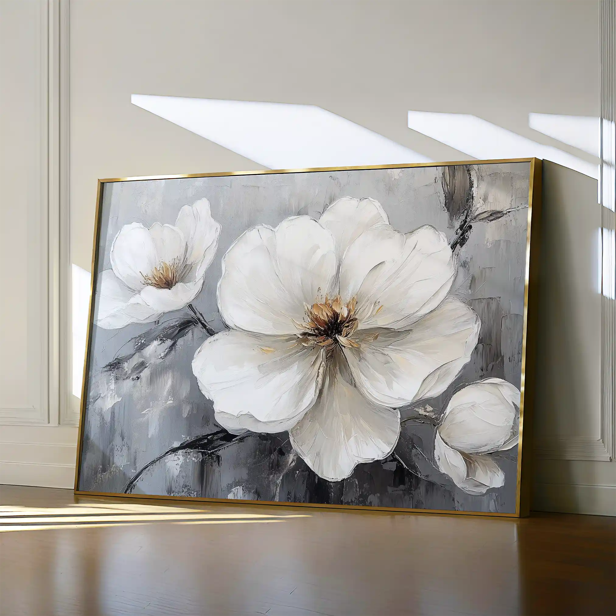 Floral 899 Canvas Art 60 x 40 cm / Black