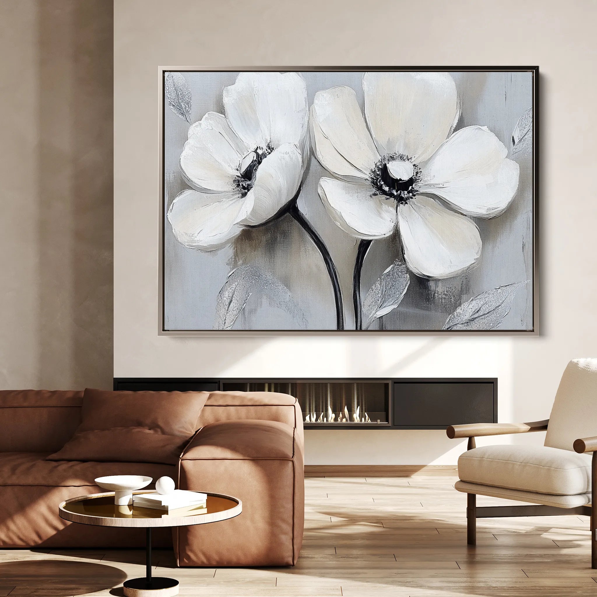 Floral 902 Canvas Art 18" x 24" / 45 x 60 cm / Black