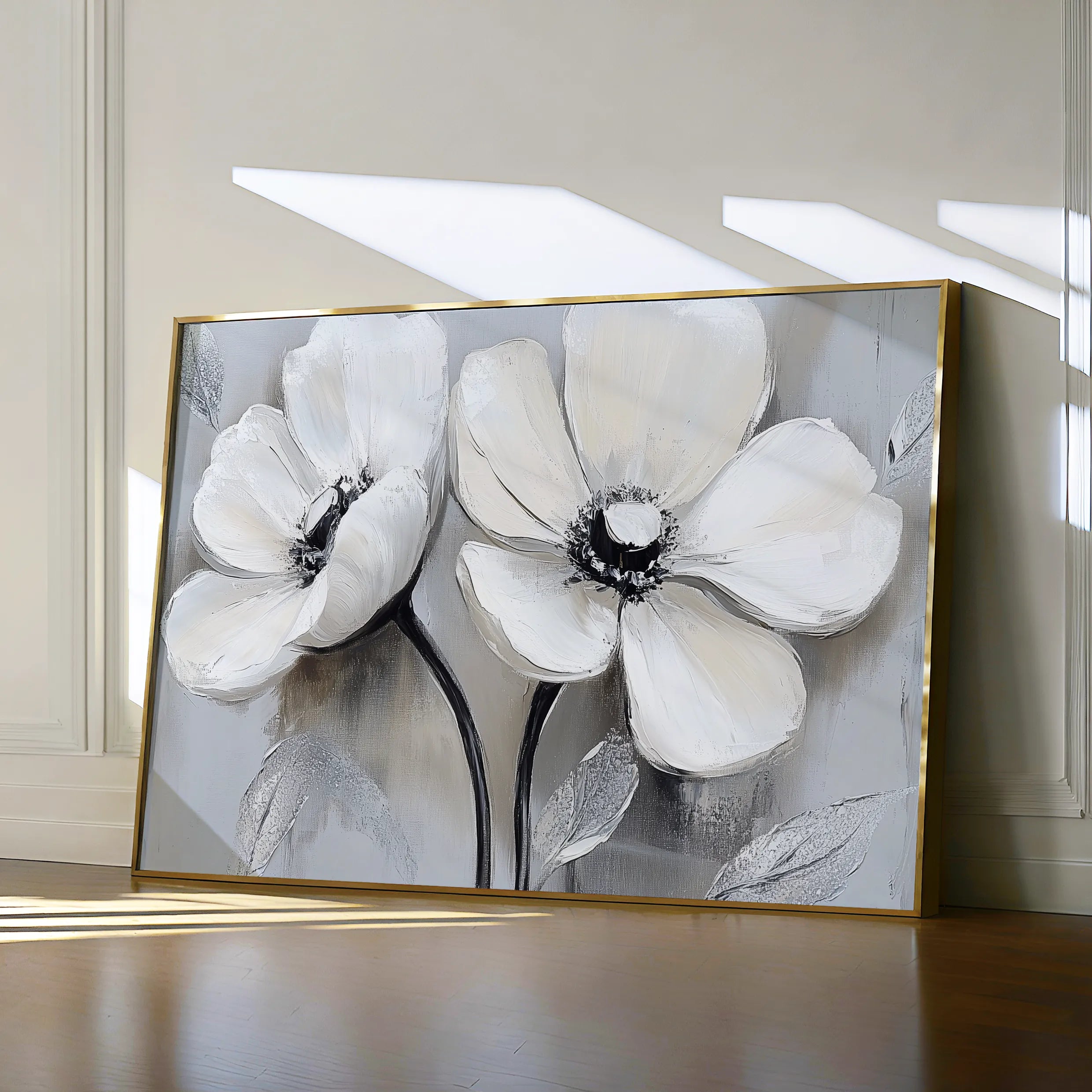 Floral 902 Canvas Art 18" x 24" / 45 x 60 cm / Black