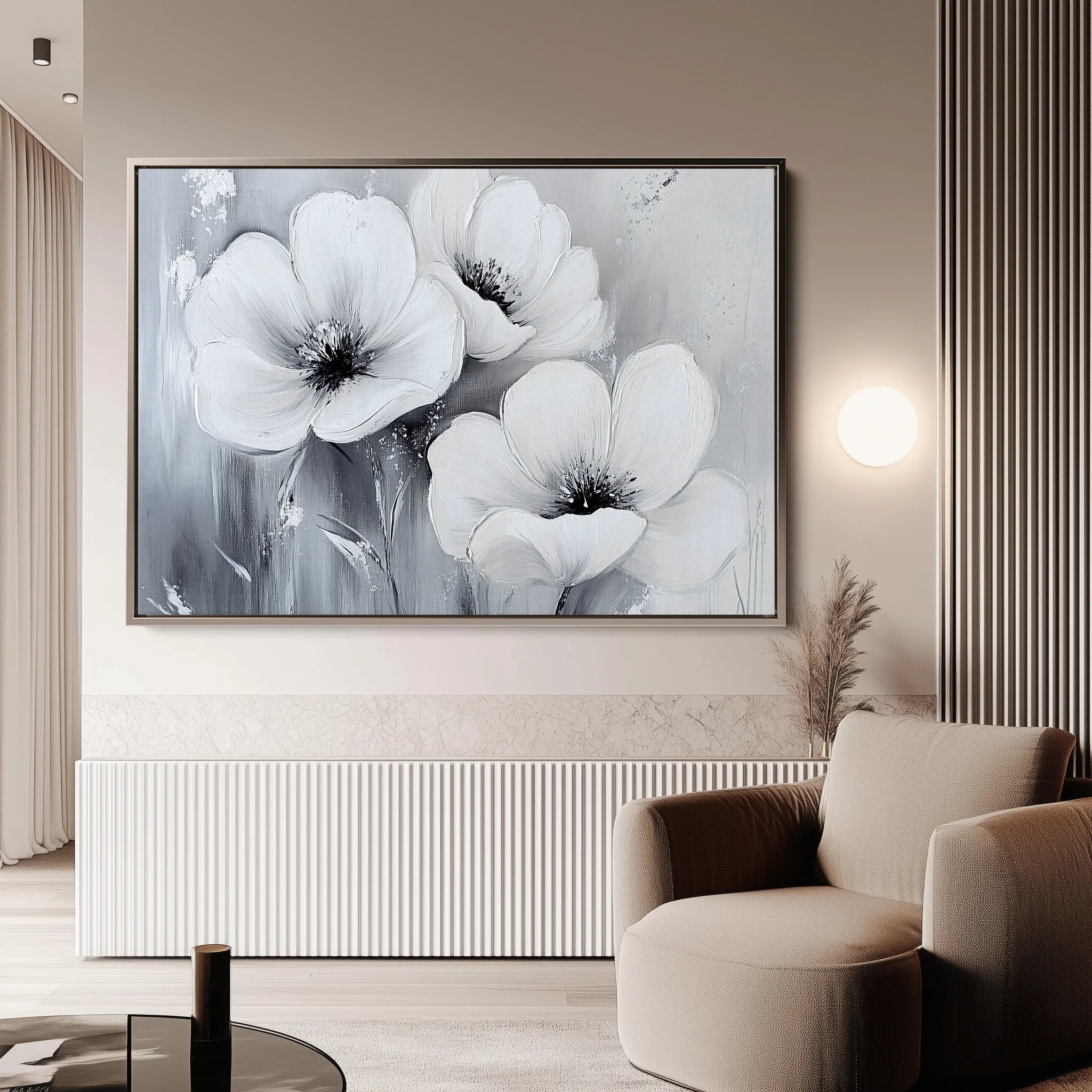 Floral 903 Canvas Art 18" x 24" / 45 x 60 cm / Black