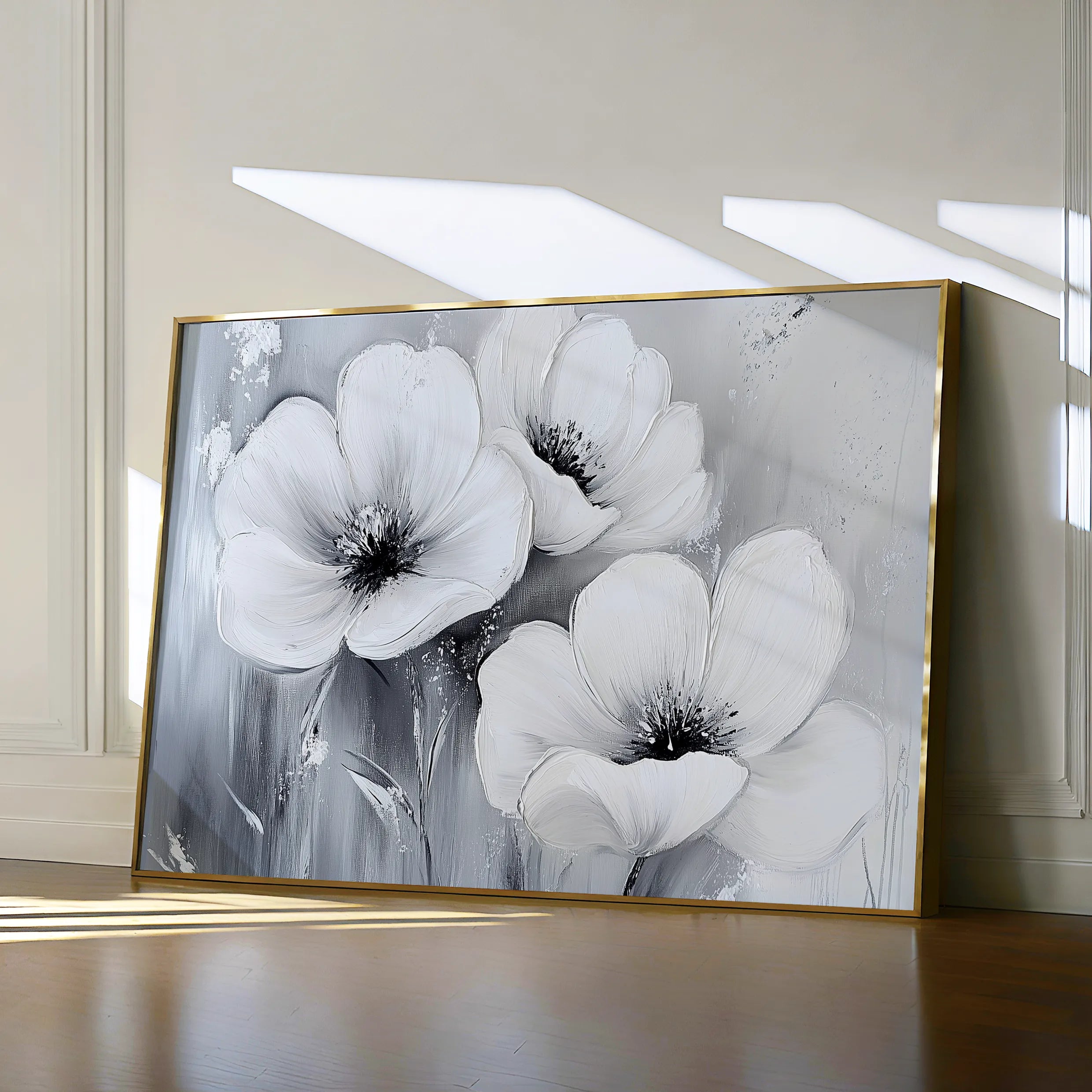 Floral 903 Canvas Art 18" x 24" / 45 x 60 cm / Black
