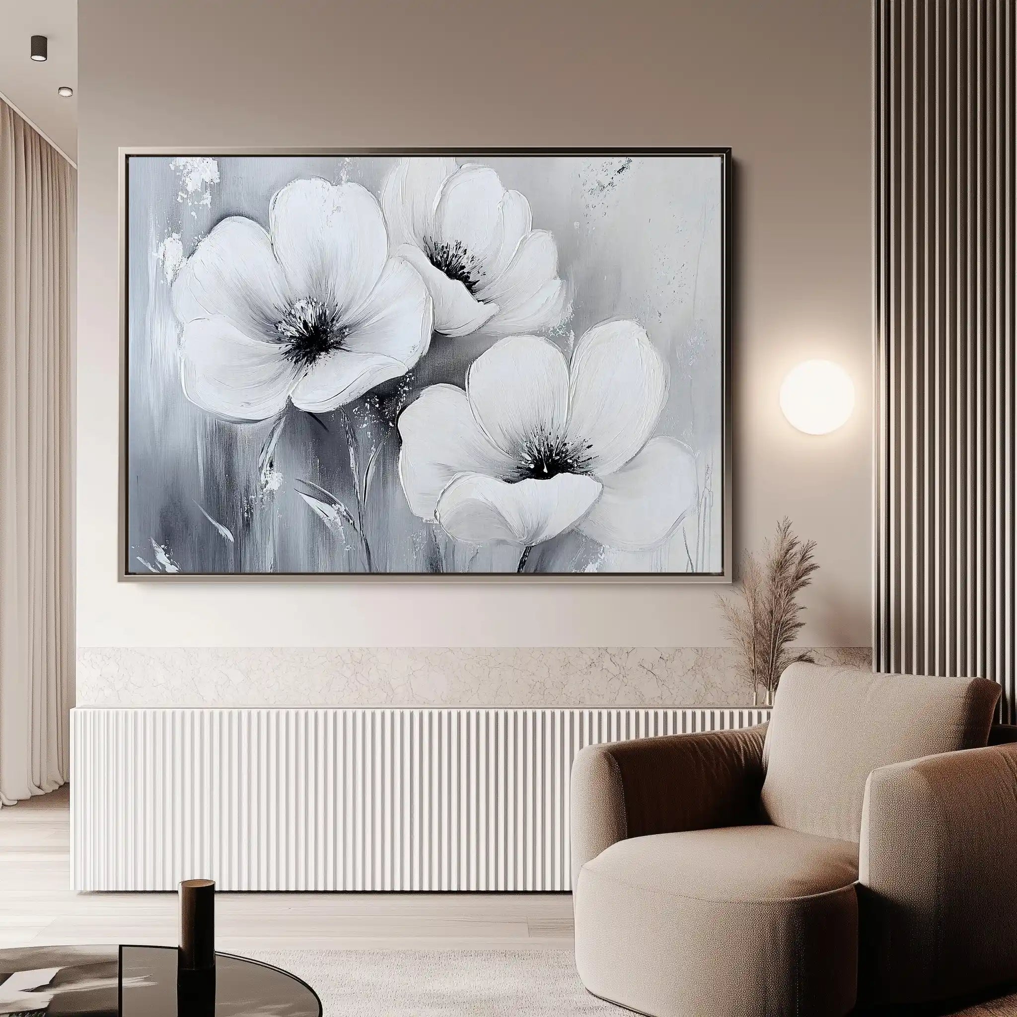 Floral 903 Canvas Art 60 x 40 cm / Black