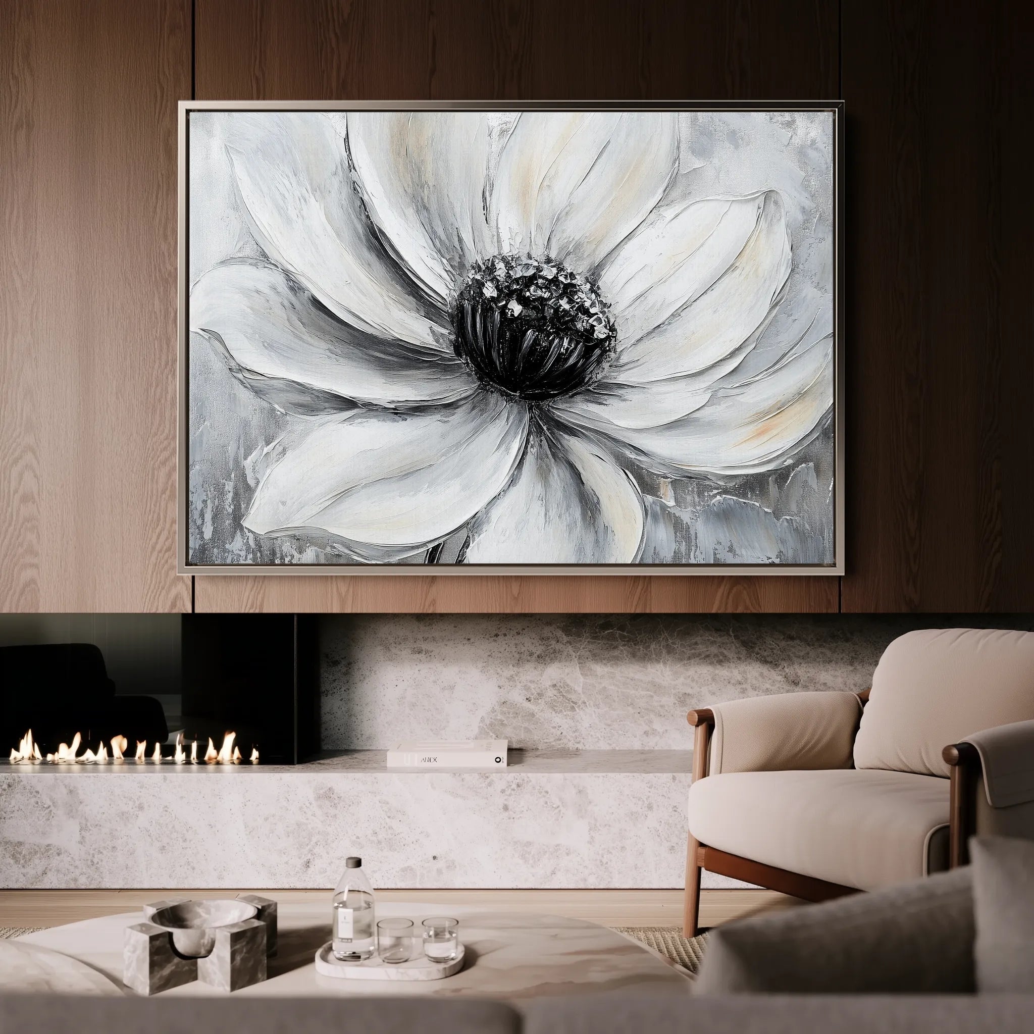 Floral 904 Canvas Art 18" x 24" / 45 x 60 cm / Black