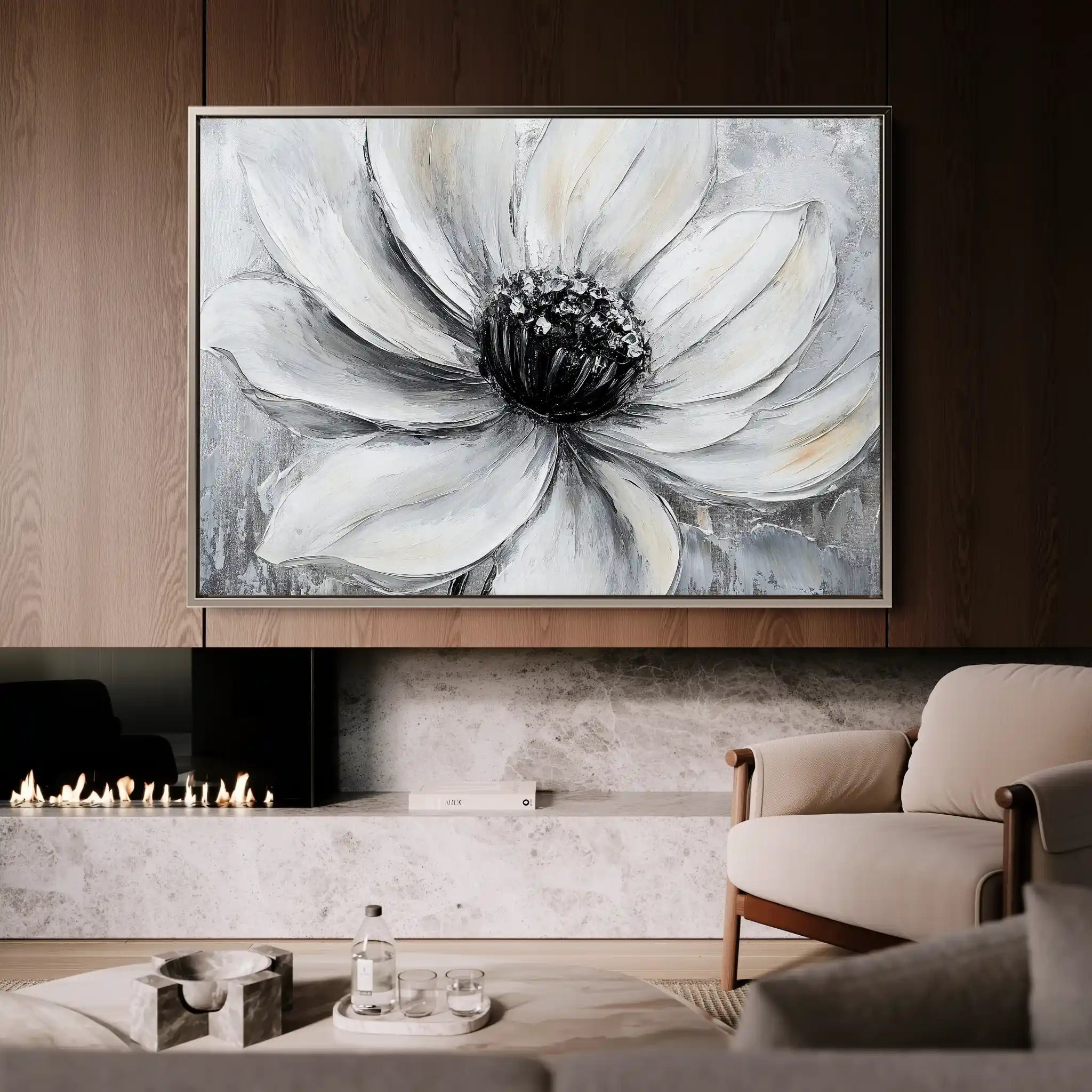 Floral 904 Canvas Art 60 x 40 cm / Black