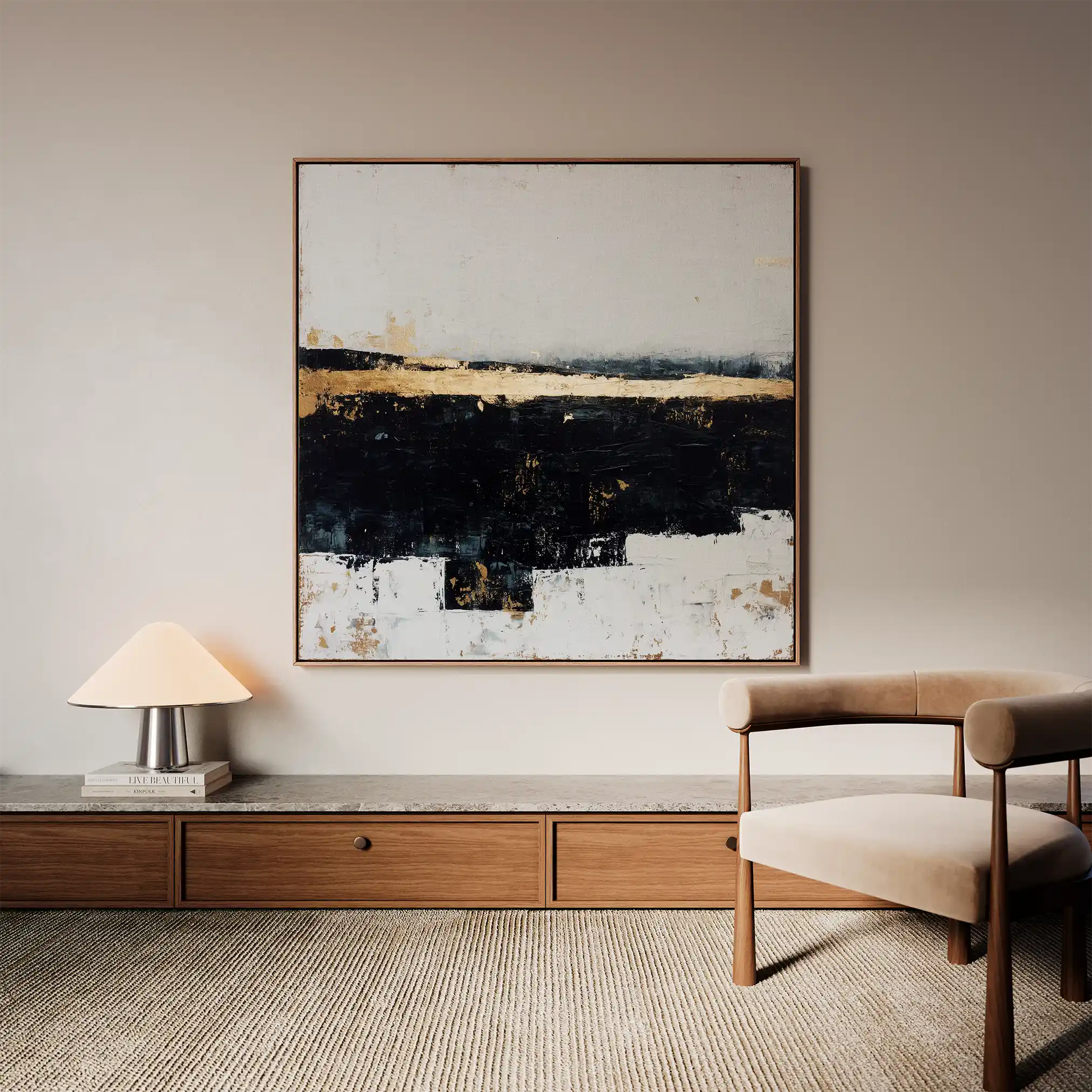 Abstract 906 Canvas Art 16" x 16" / 40 x 40 cm / Black
