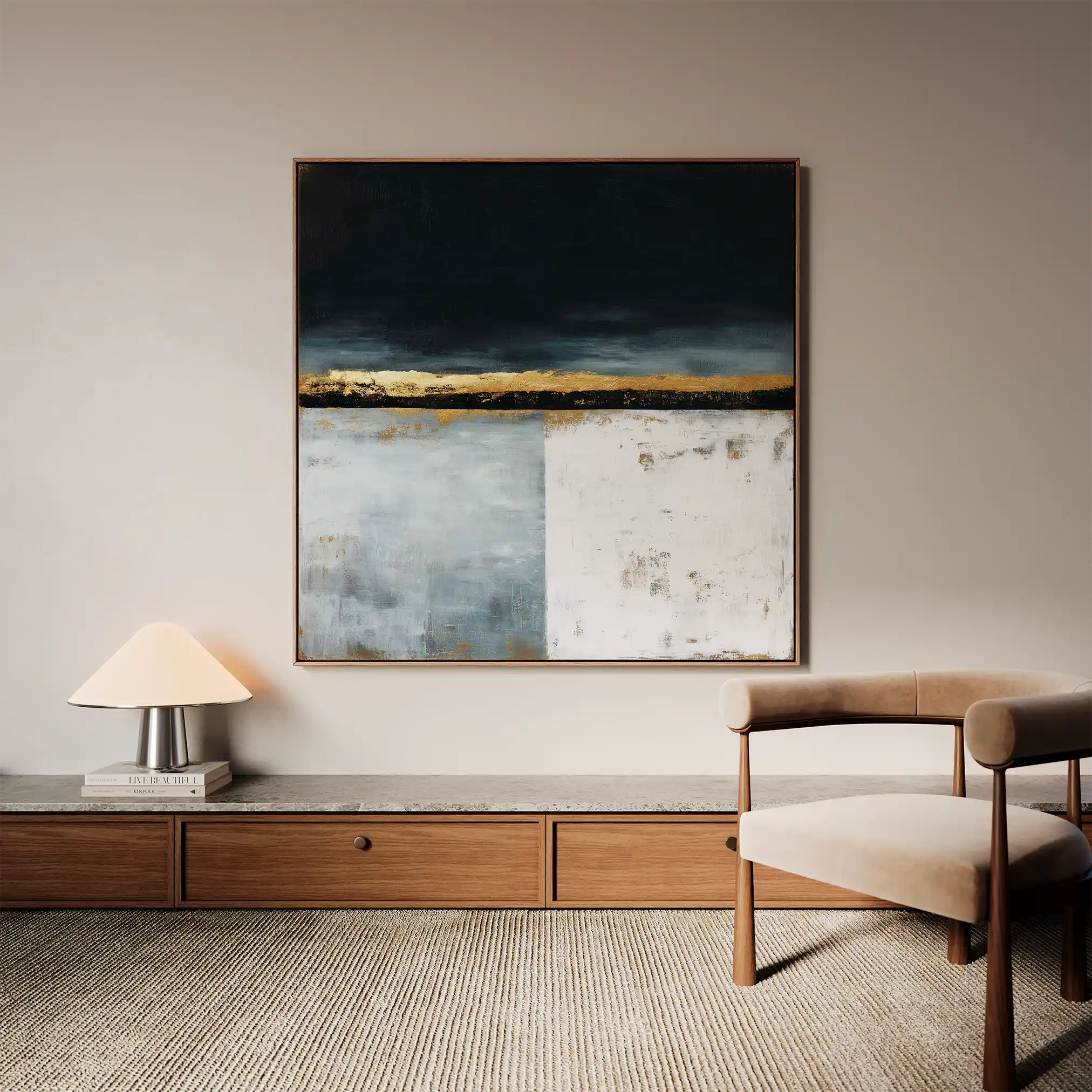 Abstract 907 Canvas Art 16" x 16" / 40 x 40 cm / Black