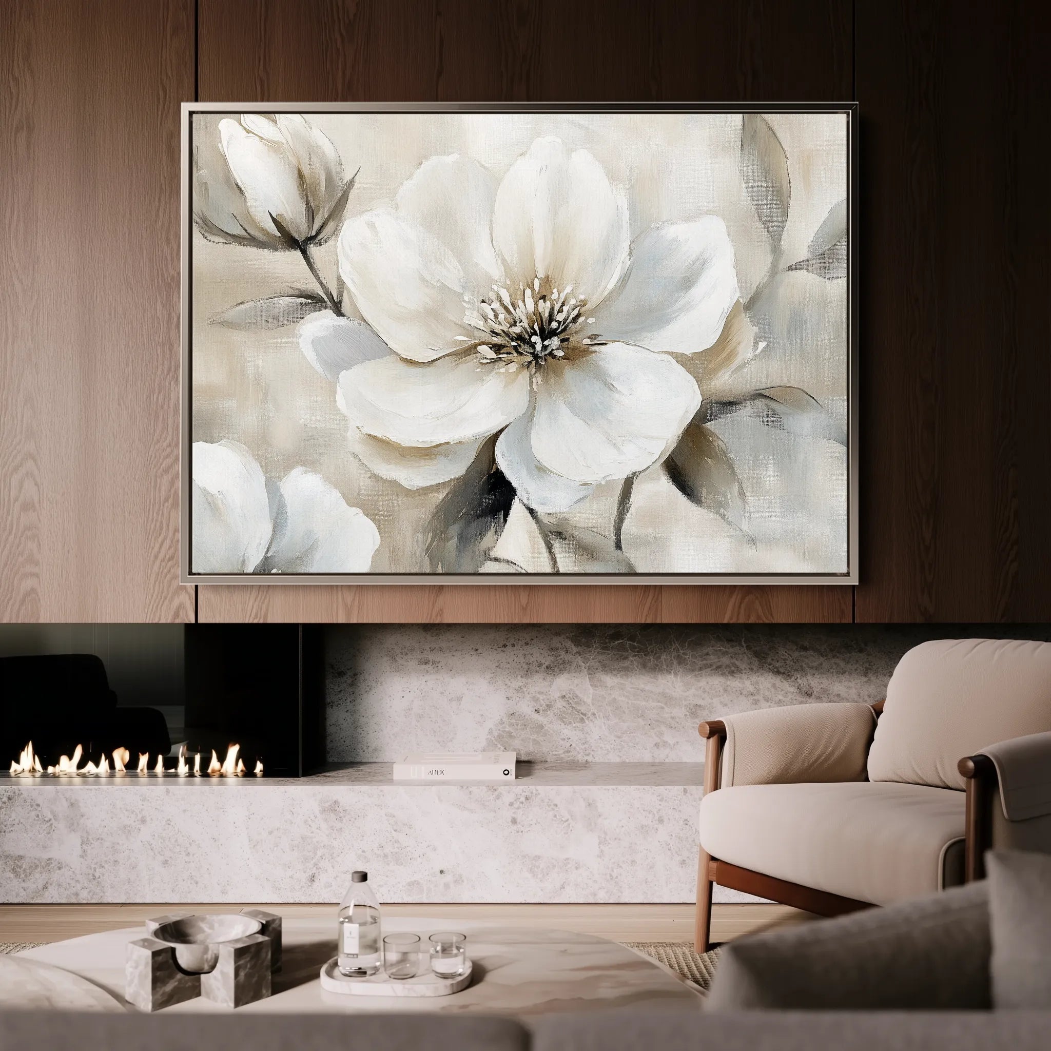 Floral 907 Canvas Art 18" x 24" / 45 x 60 cm / Black