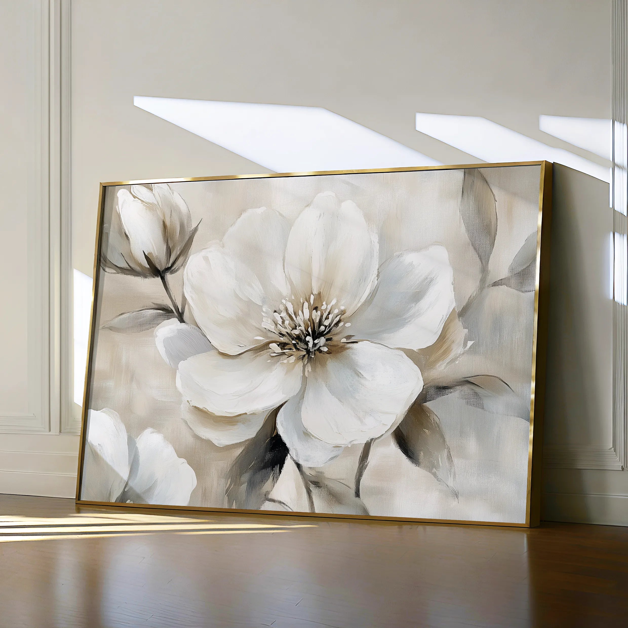 Floral 907 Canvas Art 18" x 24" / 45 x 60 cm / Black