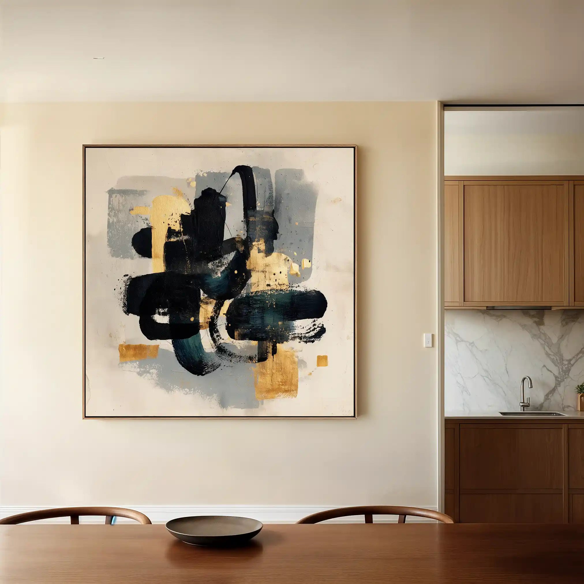 Abstract 908 Canvas Art 16" x 16" / 40 x 40 cm / Black