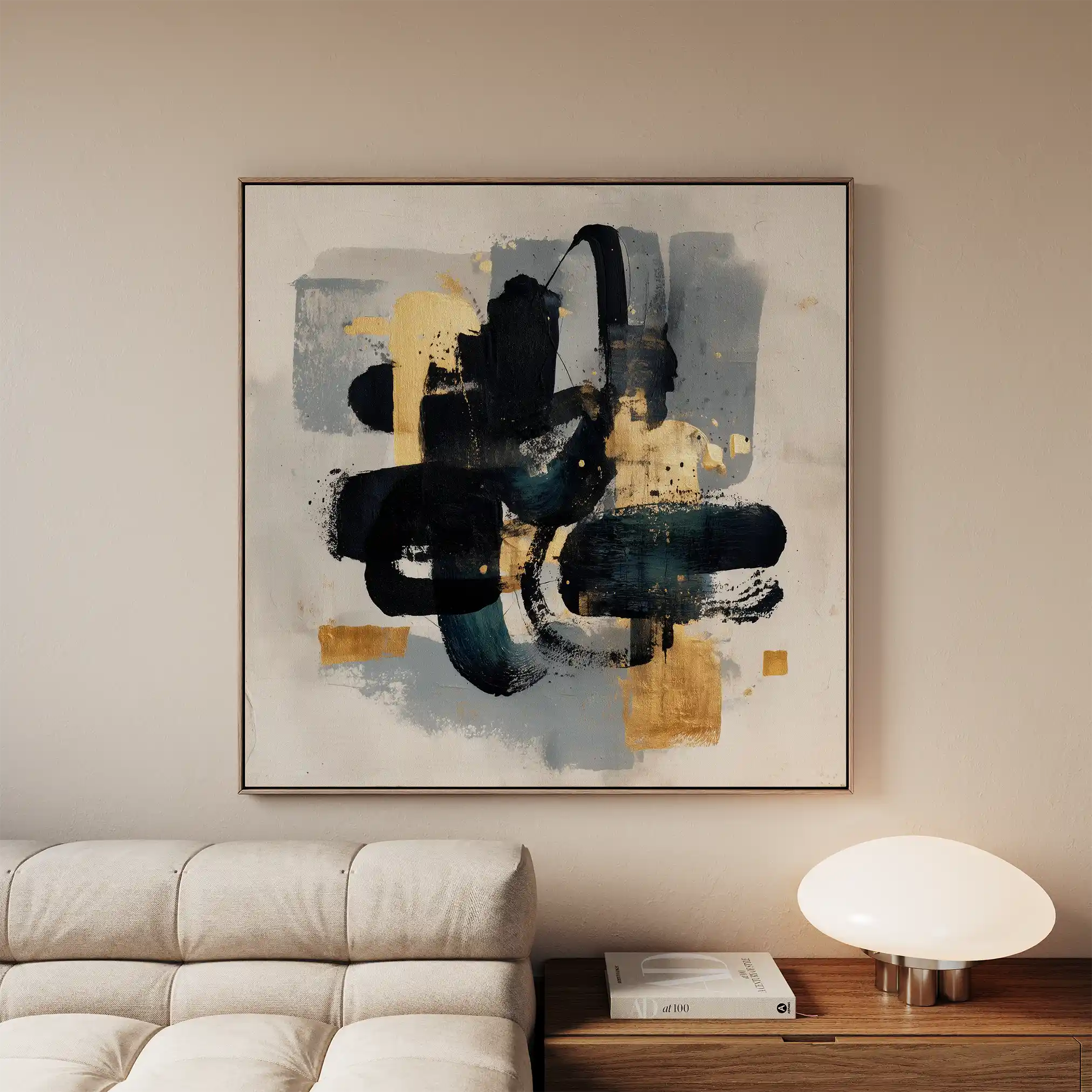 Abstract 908 Canvas Art 16" x 16" / 40 x 40 cm / Black