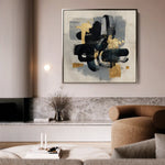 Abstract 908 Canvas Art 16" x 16" / 40 x 40 cm / Black