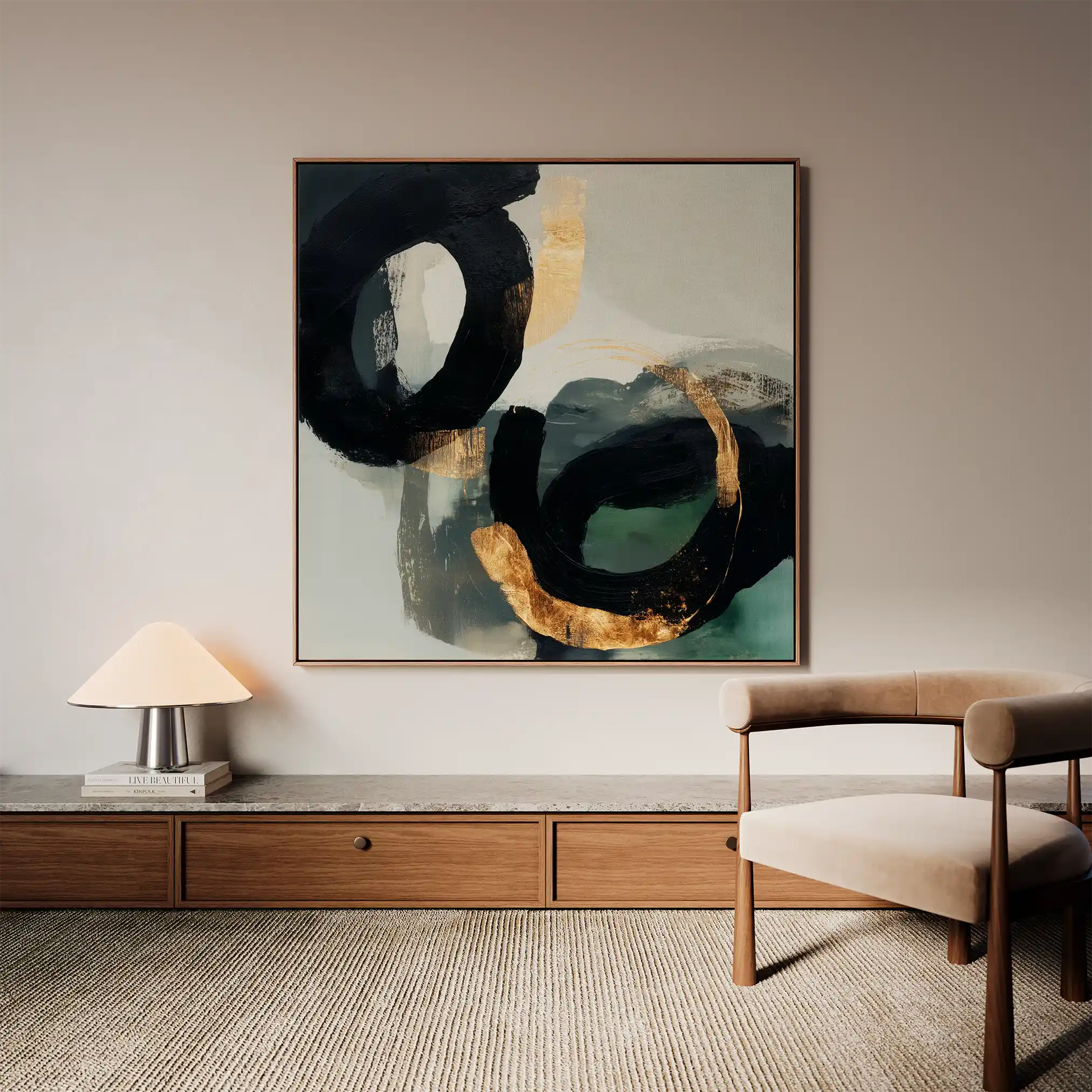 Abstract 909 Canvas Art 16" x 16" / 40 x 40 cm / Black