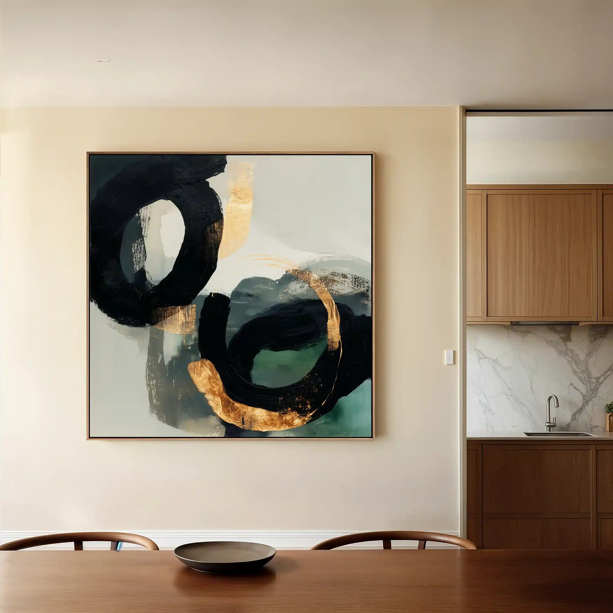 Abstract 909 Canvas Art 16" x 16" / 40 x 40 cm / Black