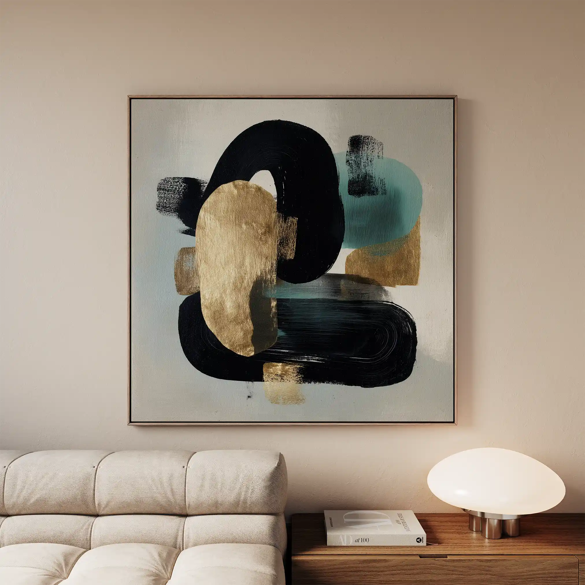 Abstract 910 Canvas Art 16" x 16" / 40 x 40 cm / Black