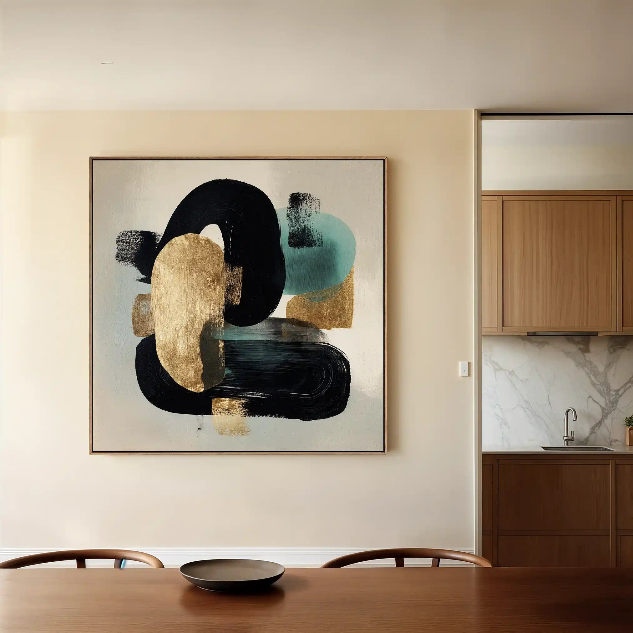 Abstract 910 Canvas Art 16" x 16" / 40 x 40 cm / Black