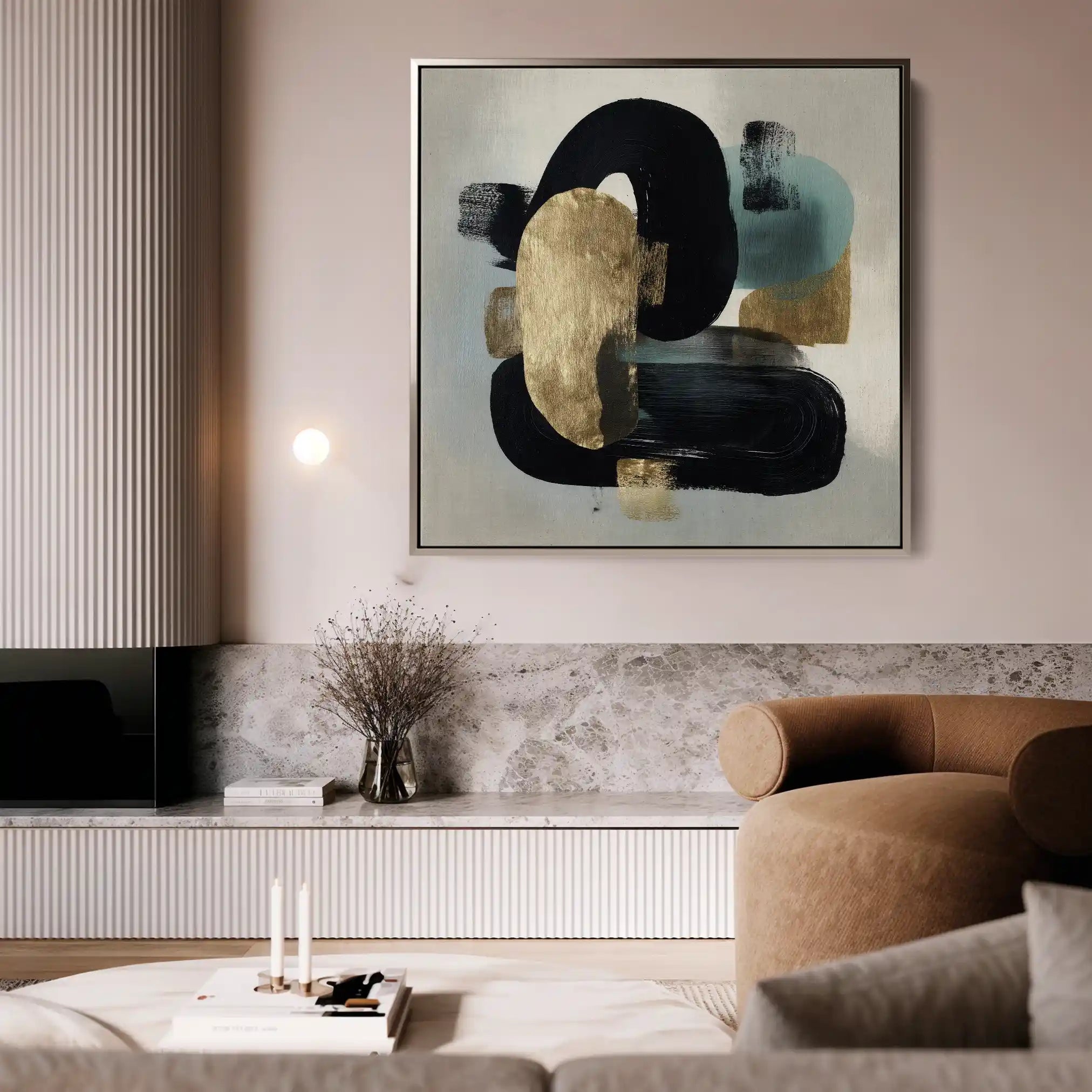 Abstract 910 Canvas Art 16" x 16" / 40 x 40 cm / Black