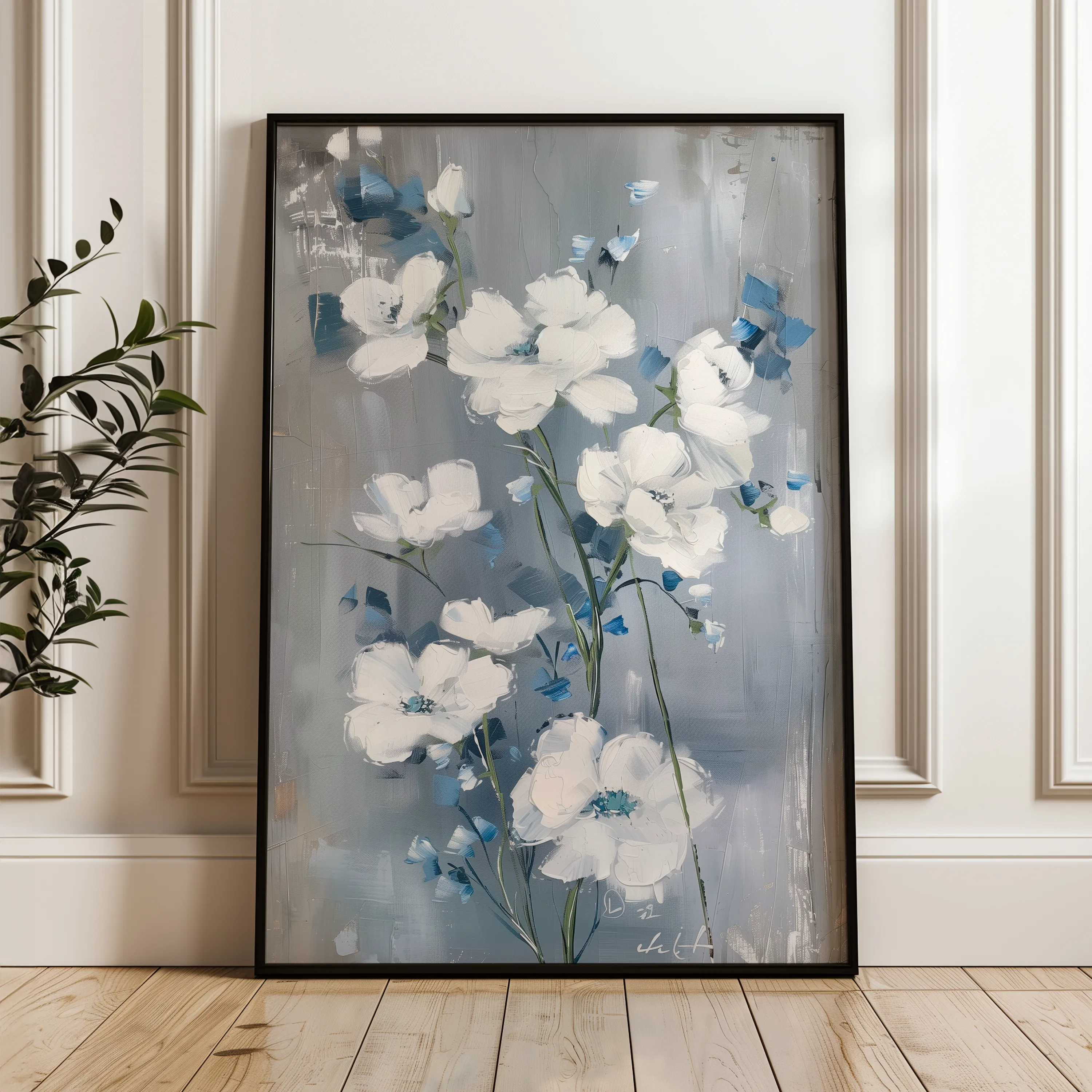Floral 912 Canvas Art 18" x 24" / 45 x 60 cm / Black