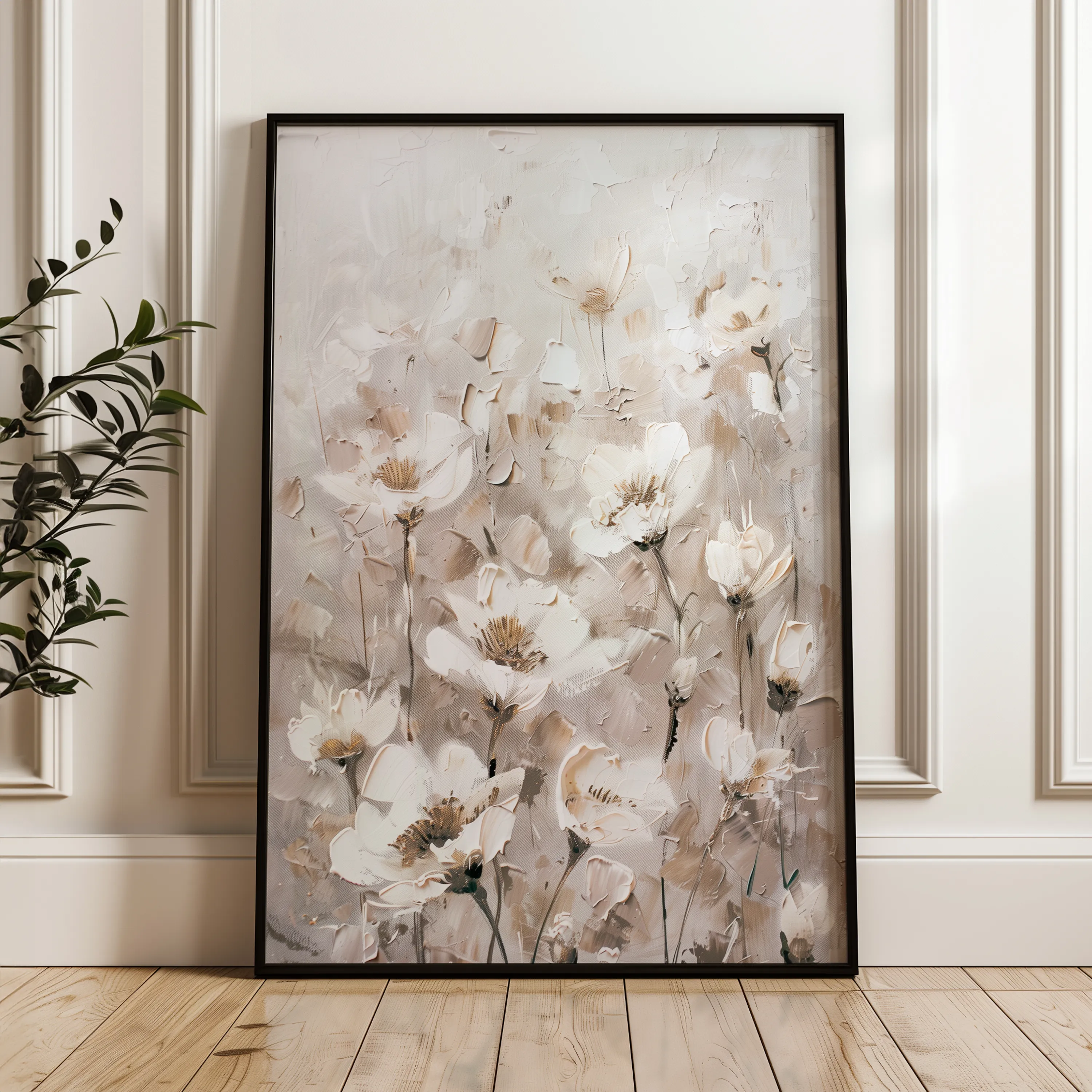 Floral 913 Canvas Art 18" x 24" / 45 x 60 cm / Black