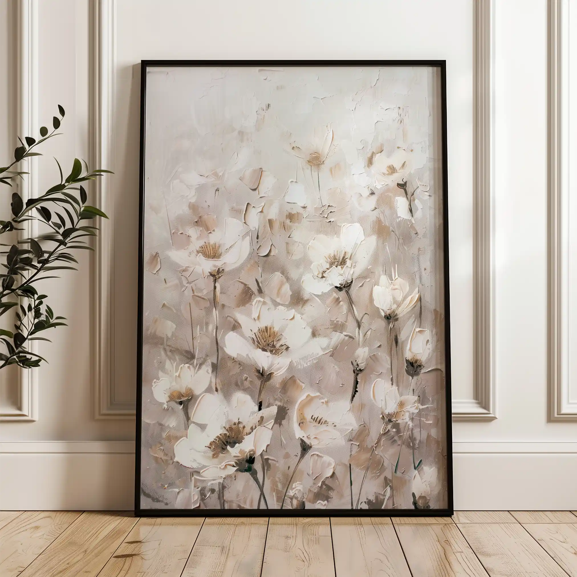 Floral 913 Canvas Art 60 x 40 cm / Black