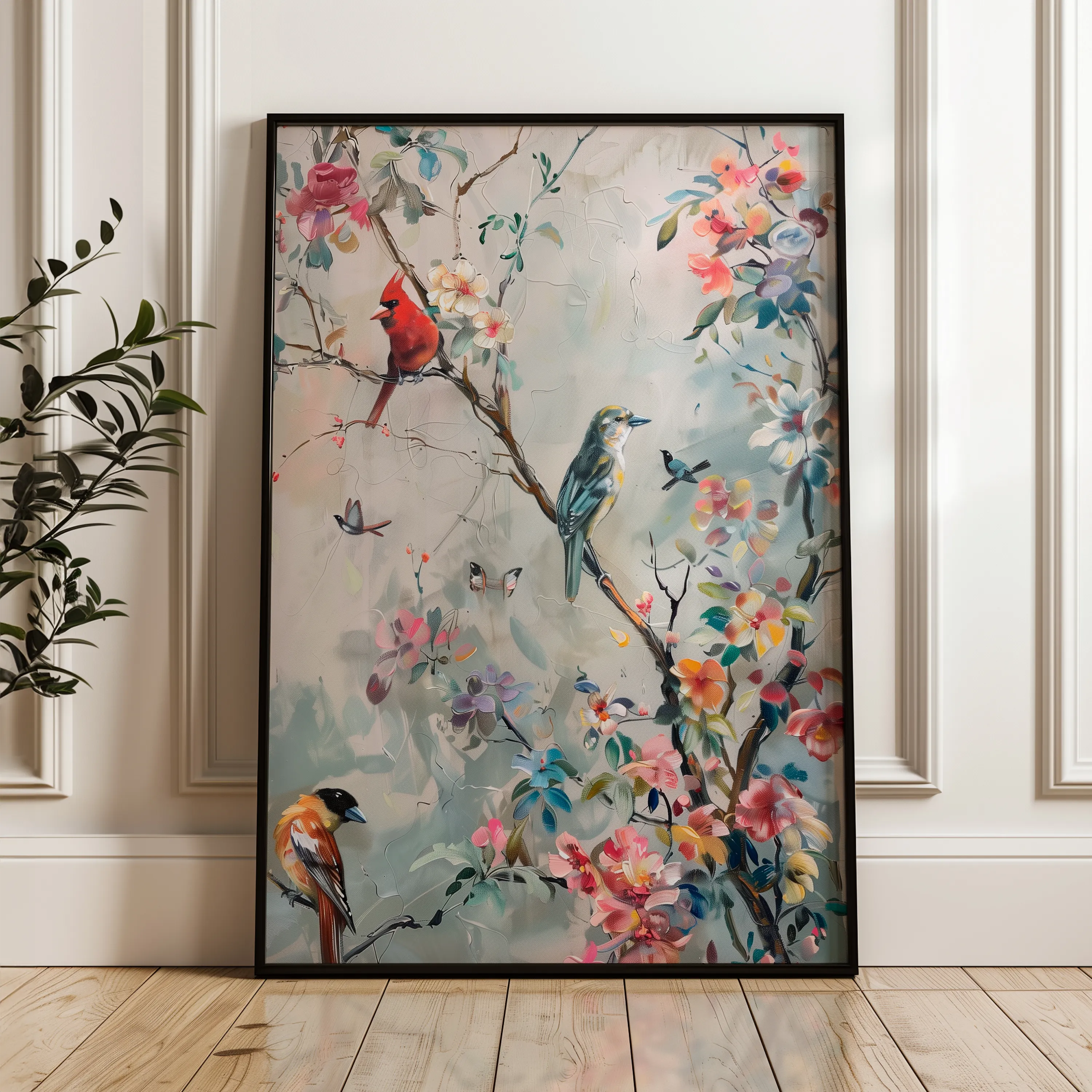 Floral 914 Canvas Art 18" x 24" / 45 x 60 cm / Black