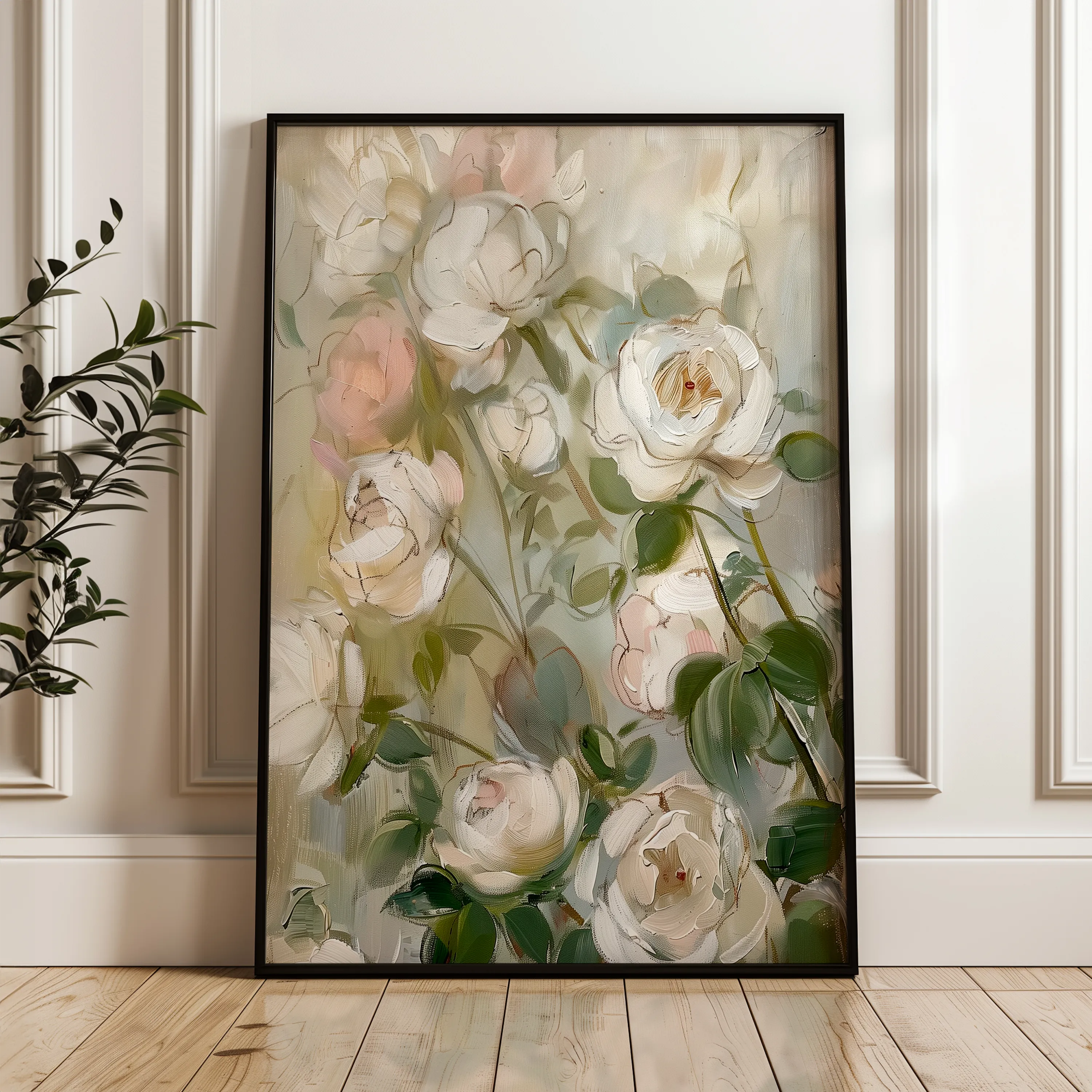 Floral 915 Canvas Art 18" x 24" / 45 x 60 cm / Black