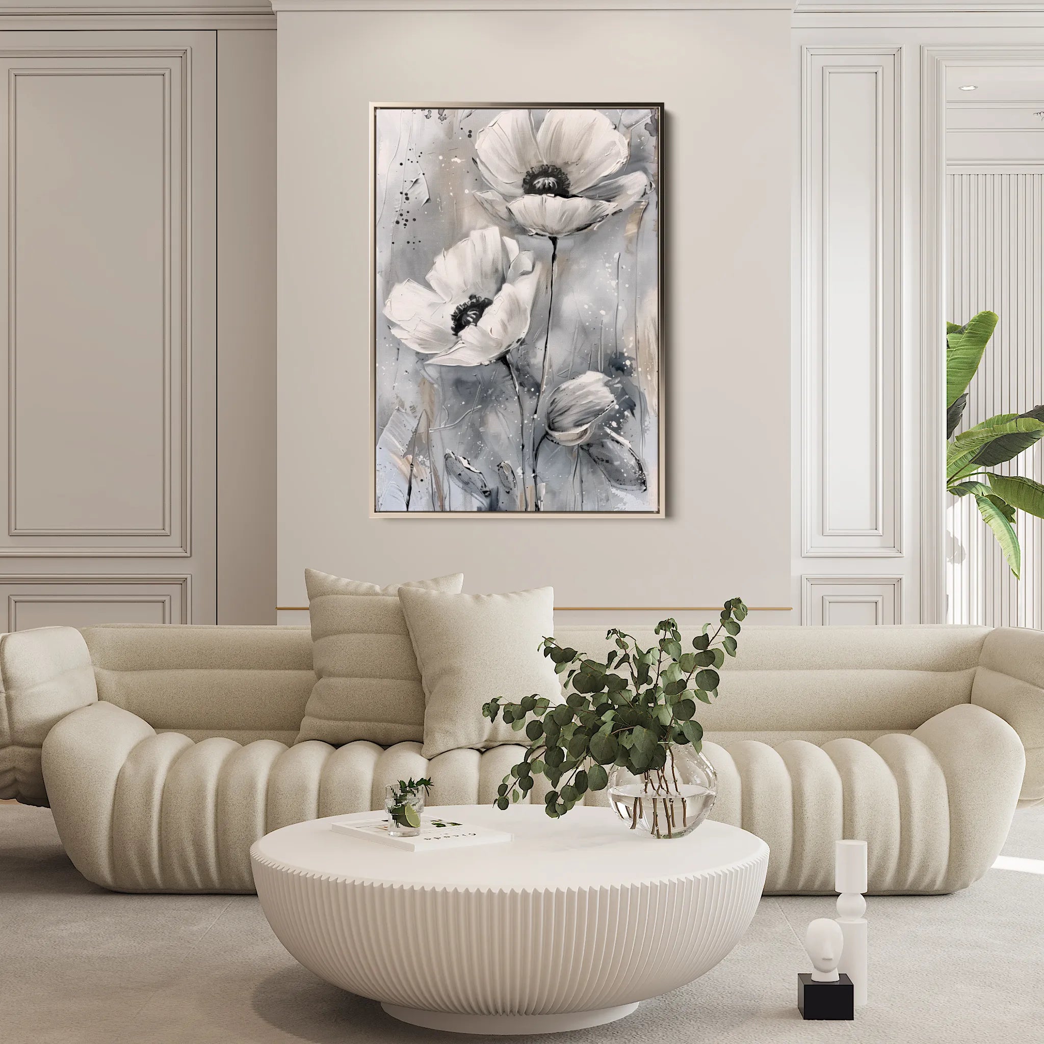 Floral 916 Canvas Art 18" x 24" / 45 x 60 cm / Black